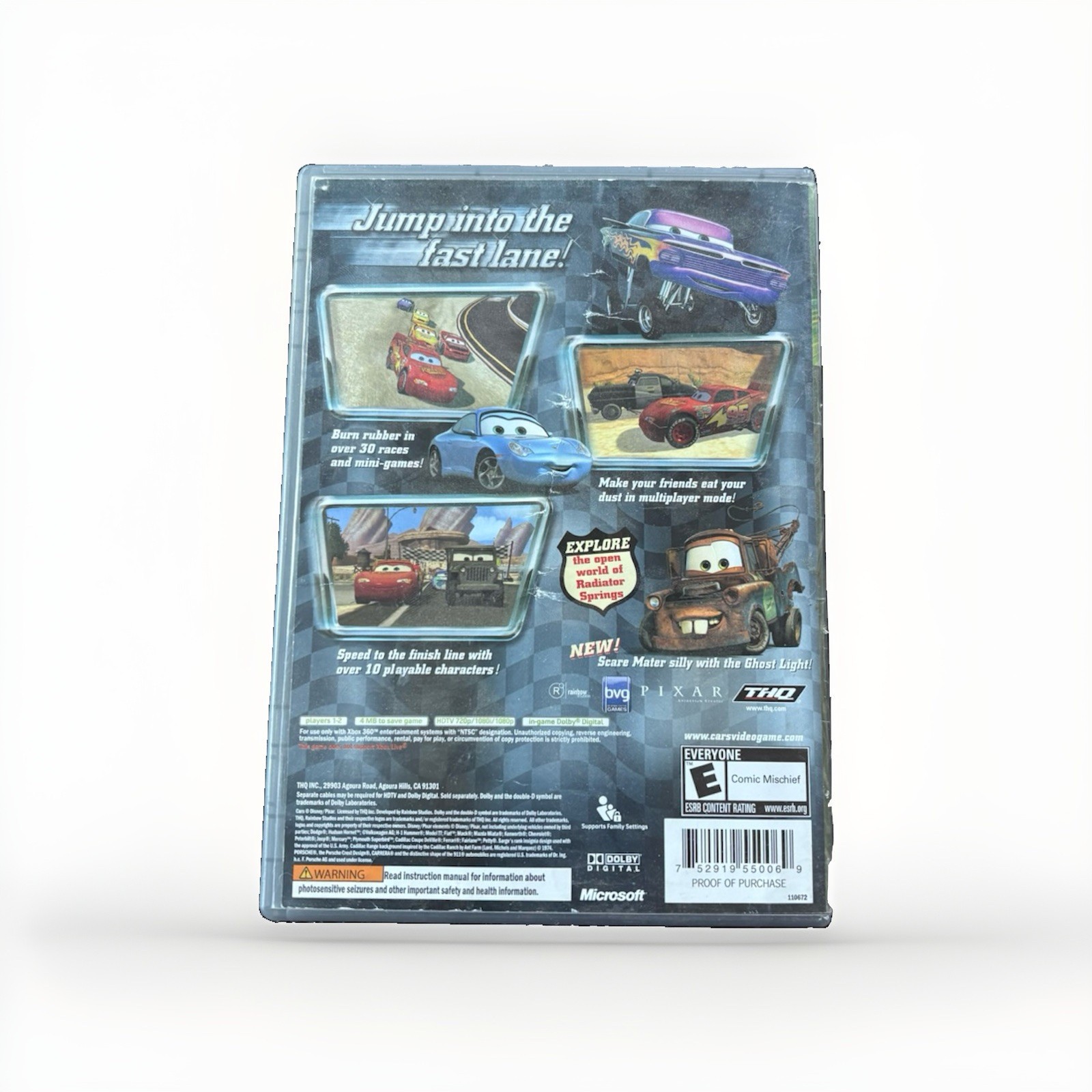 Disney Pixar Cars Xbox 360 Disc+Case THQ Racing Multiplayer E NTSC-U/C 2006