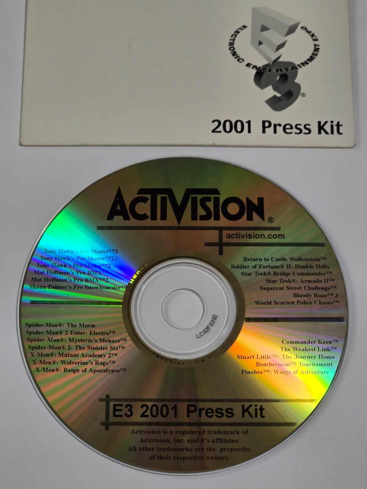 ACTIVISION E3 VIDEO GAME PROMO CD 2001 DIGITAL PRESS KIT THPS TONY HAWK ROM