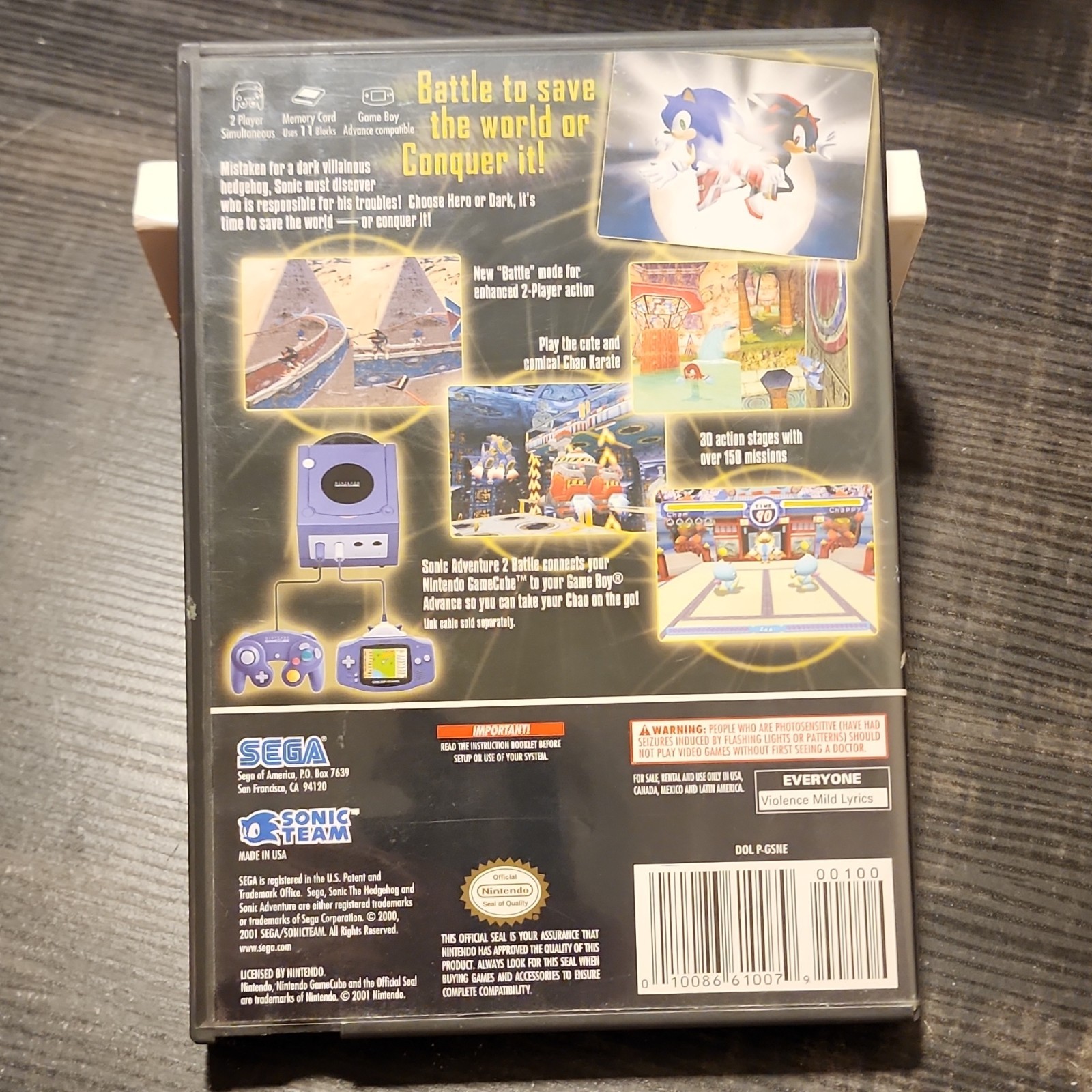 SEGA Sonic Adventure 2 Battle Nintendo GameCube 2001 NTSC-U/C E Manual