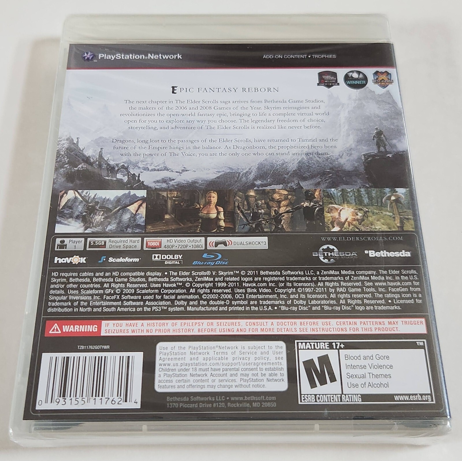 *RARE 1st PRINT* Elder Scrolls V: Skyrim (PS3) US Release *NEW-FACTORY SEALED*