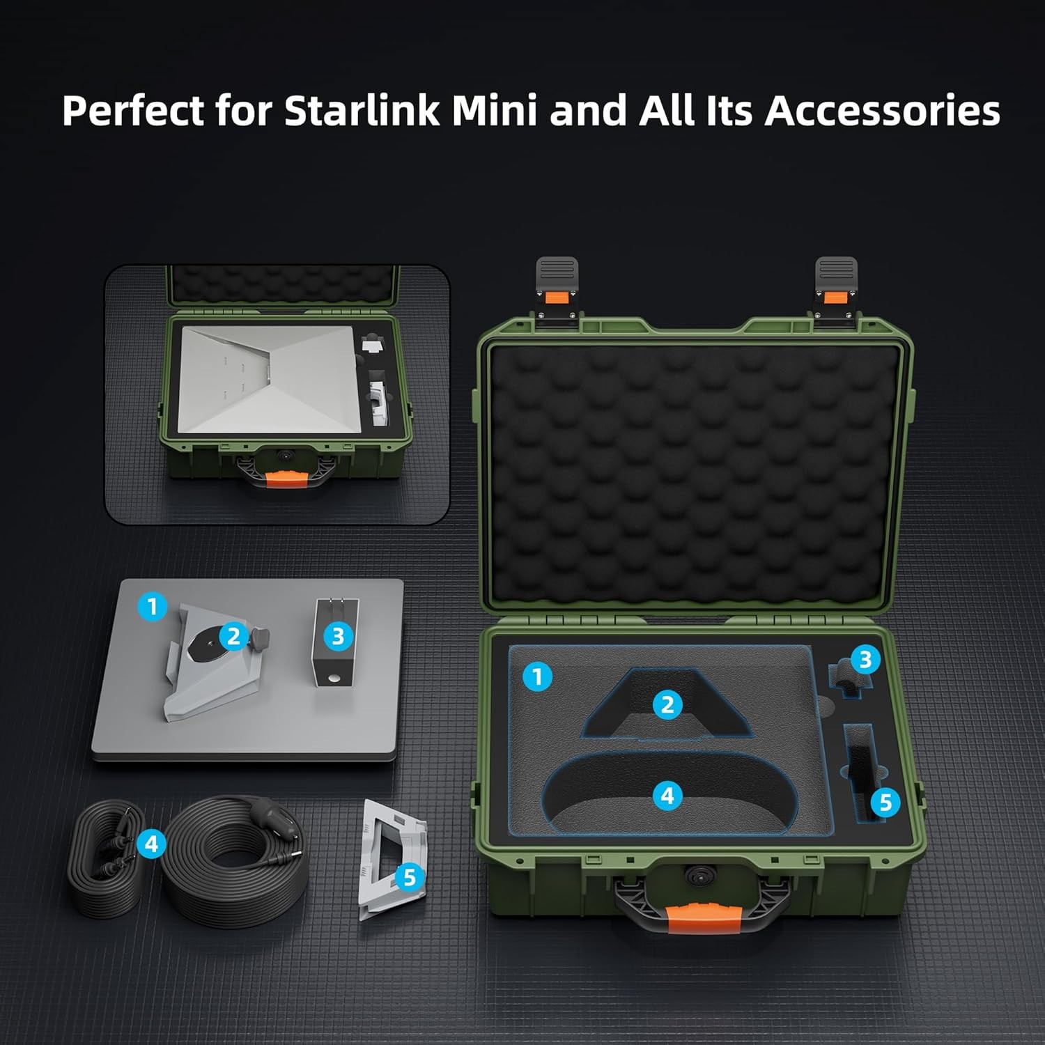 Starlink Mini Case Hard Shell Travel Bag for Starlink Mini Green Waterproof NEW