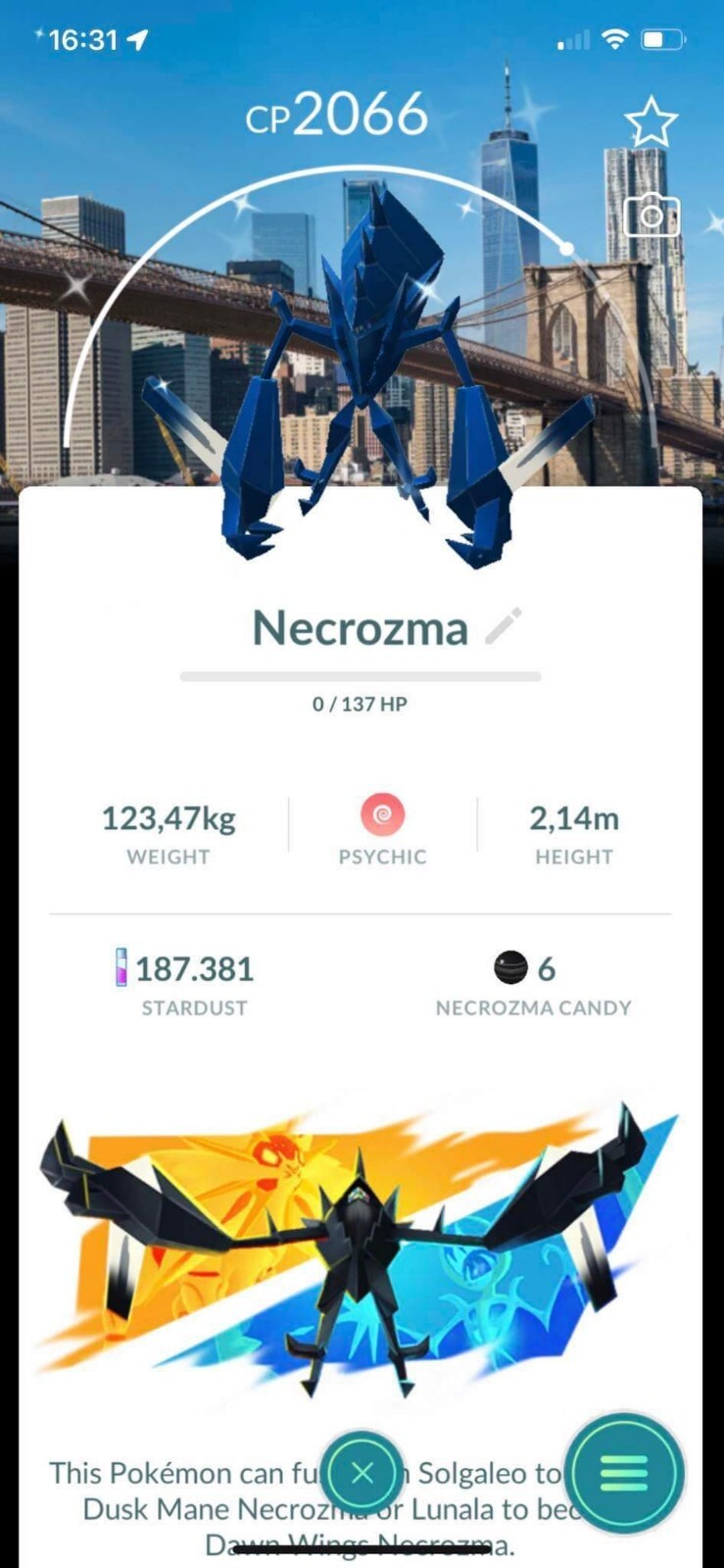 Pokémon Shiny Necrozma New York background NewYork – GO TRADE 1M or 20k stardust