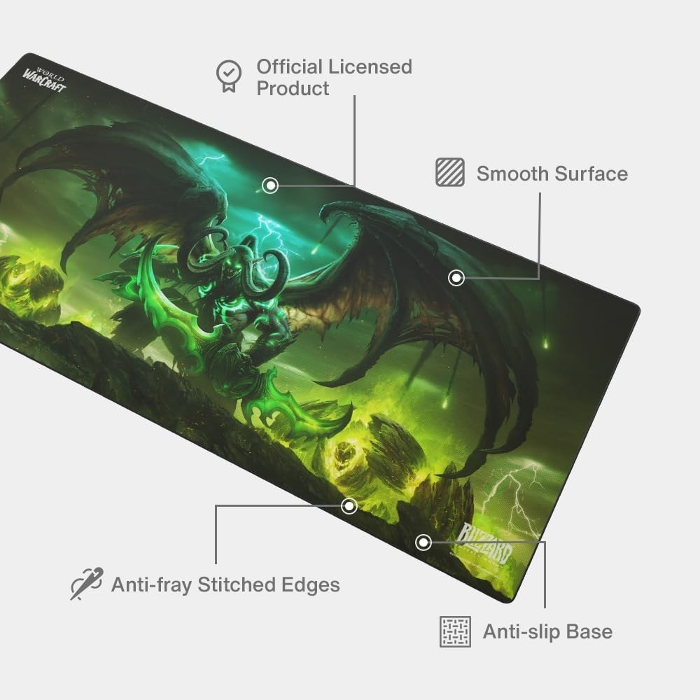 WoW Illidan Gaming Mousepad 35×16 – Durable & Washable