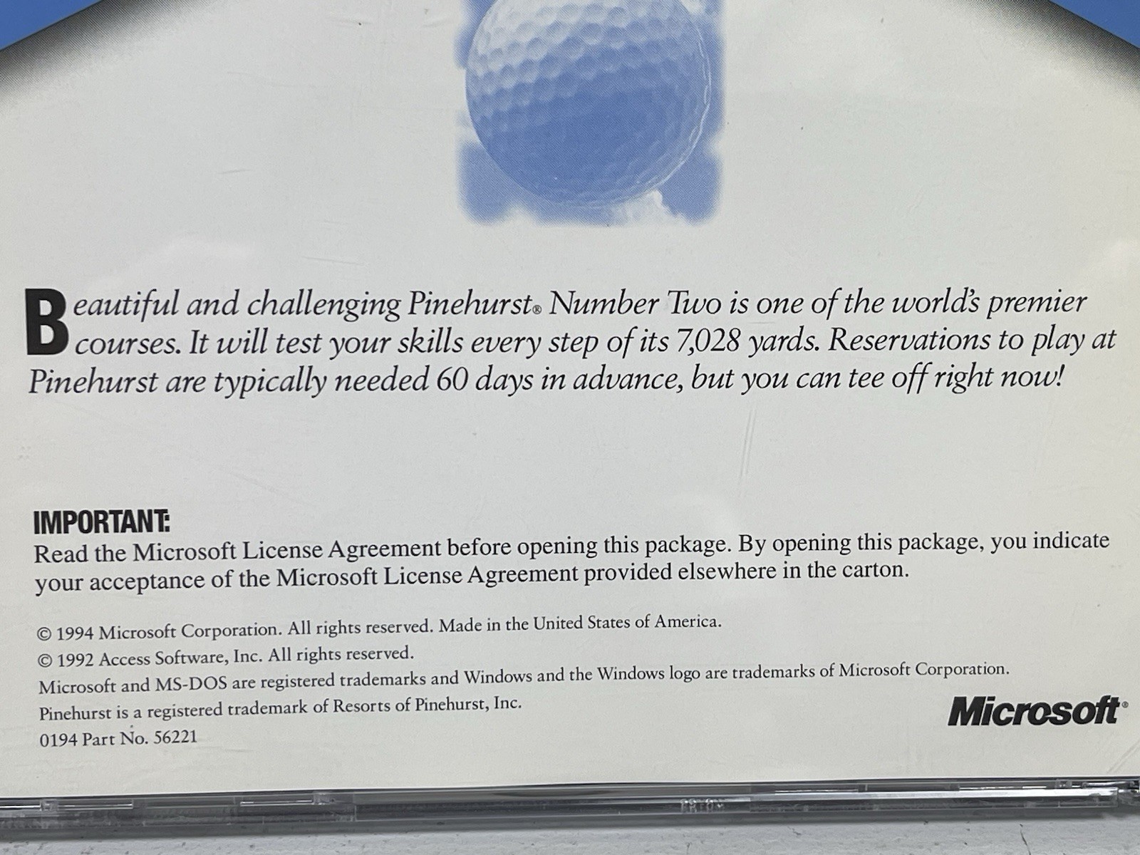 Microsoft Home Pinehurst Microsoft Golf Championship Course (PC, 1994)
