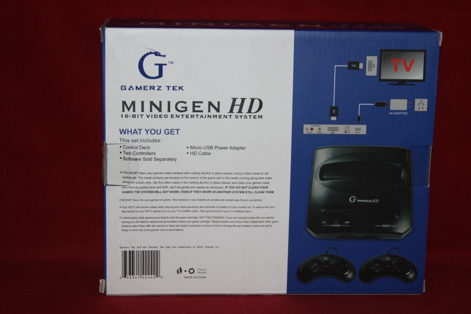Gamerz Tek Minigen HD 16-bit Video Entertainment System. Genesis Clone Console.