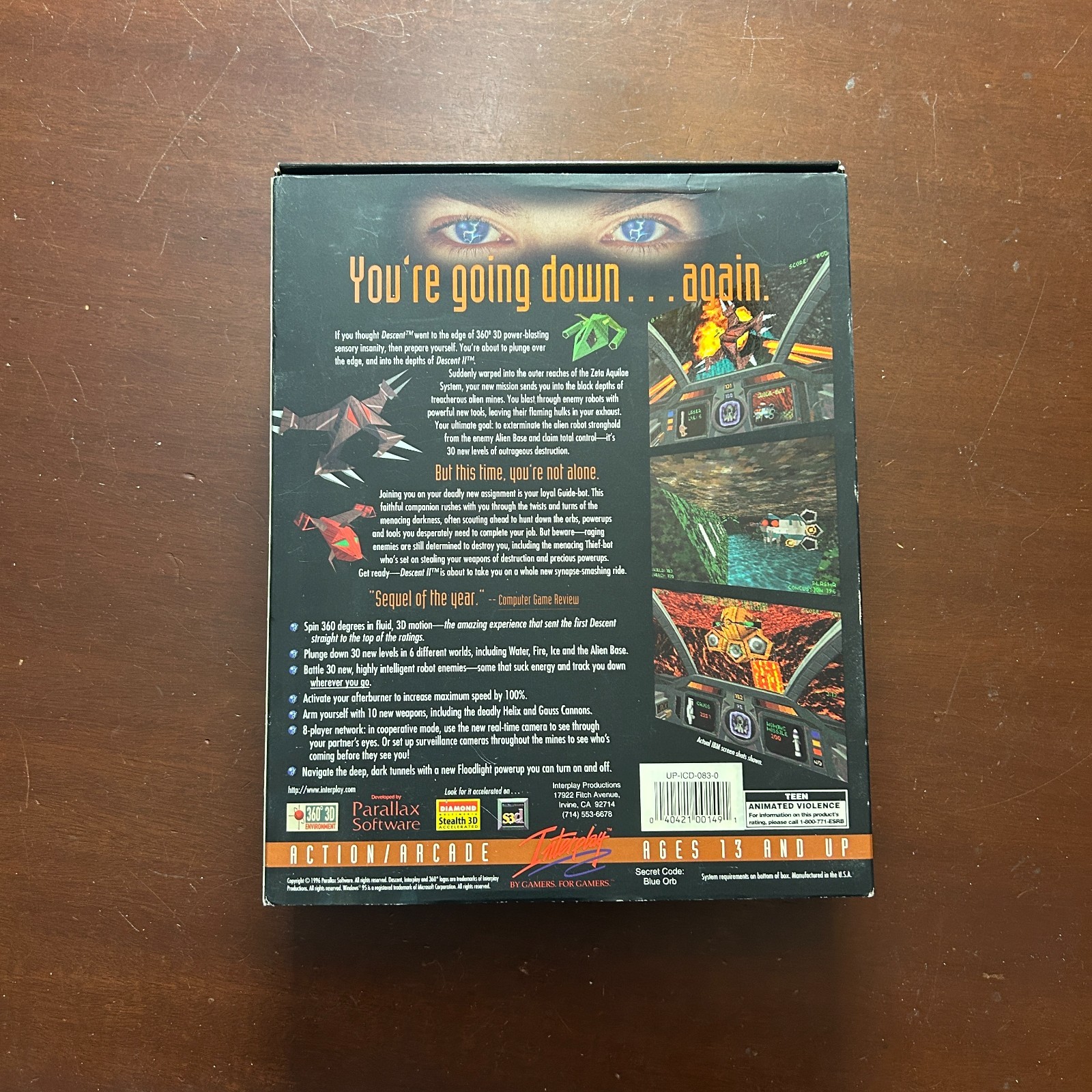 Vintage Descent 2 II PC CD-ROM 1996 Big Box Interplay Drone Battle Complete
