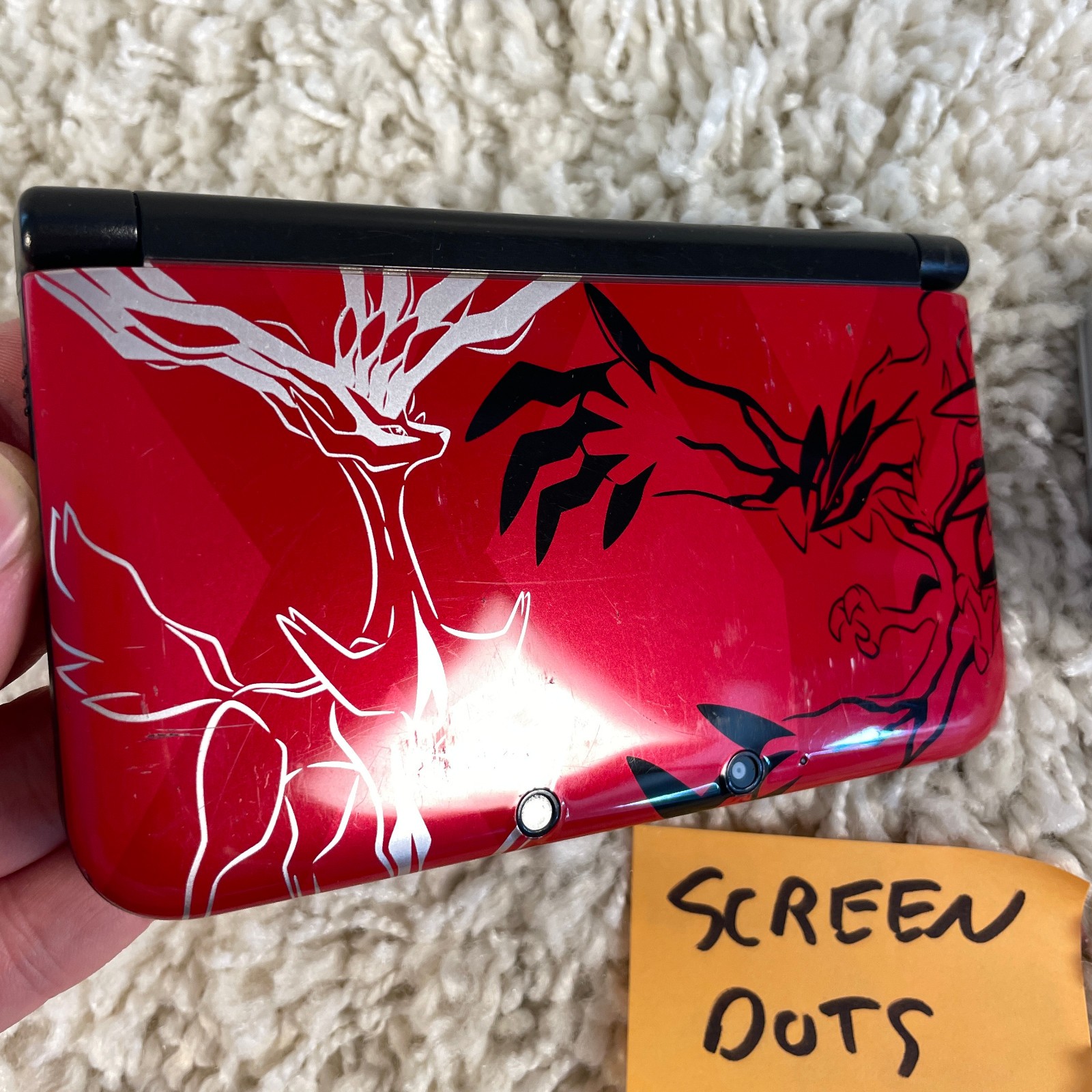 Nintendo 3DS XL Pokémon X and Y Red Version Handheld Console SPR-001 Tested