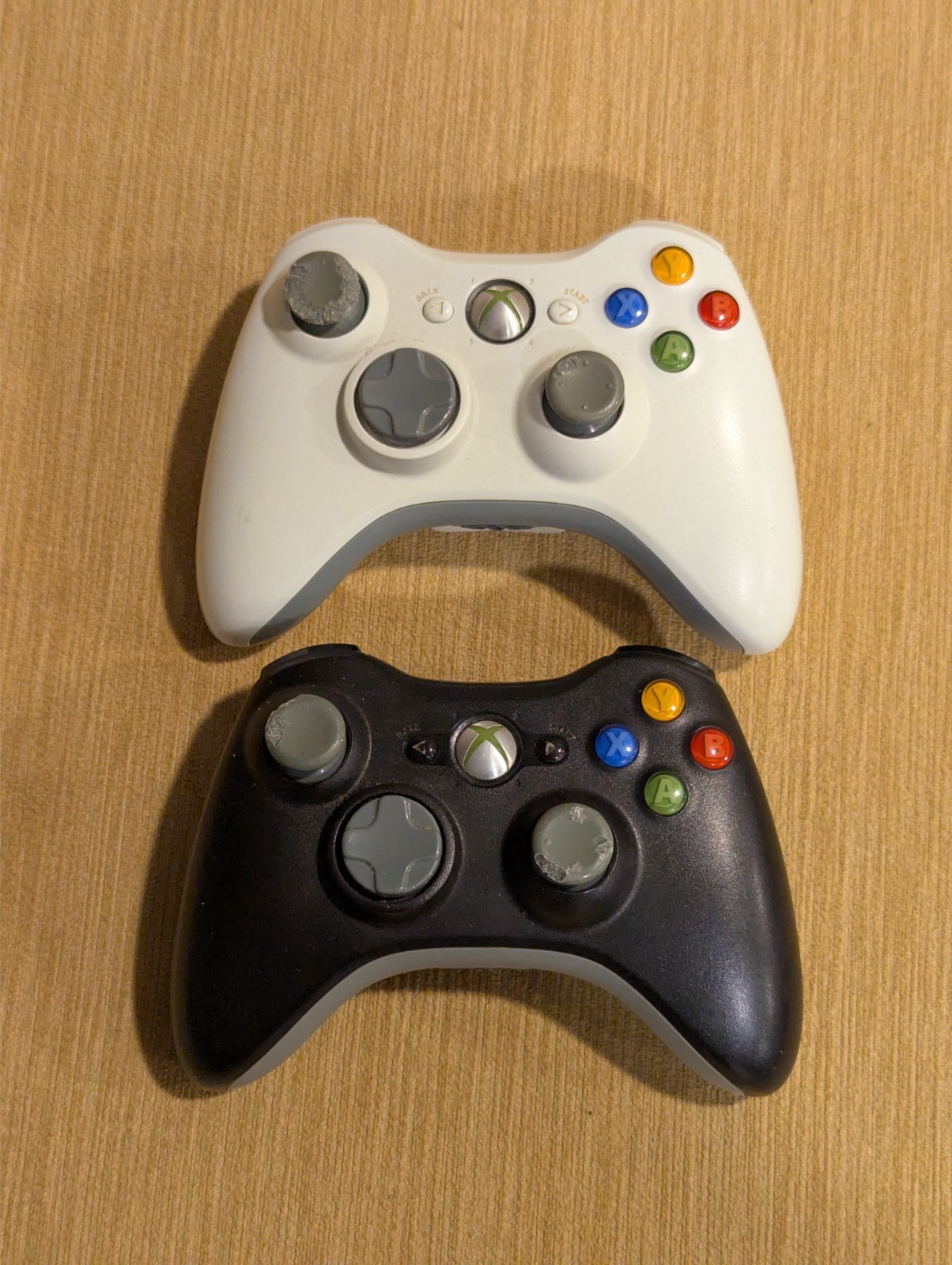 2 Microsoft Xbox 360 Controllers Black and White | Untested AS IS