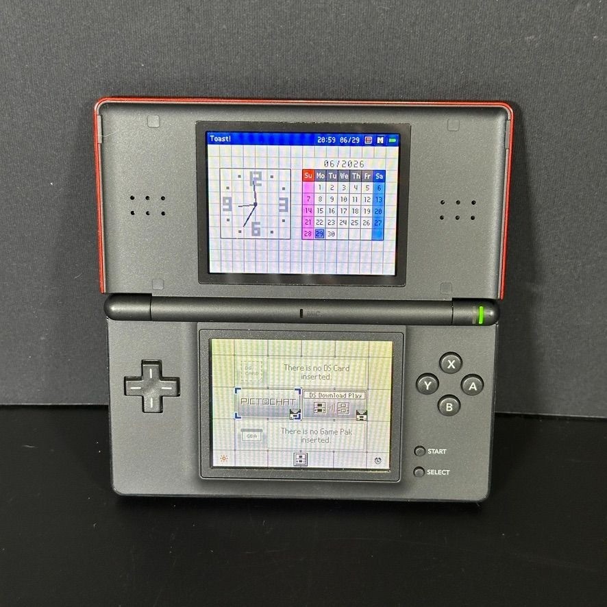 Nintendo DS Lite Handheld Gaming Console Crimson Red w Black TESTED & WORKING