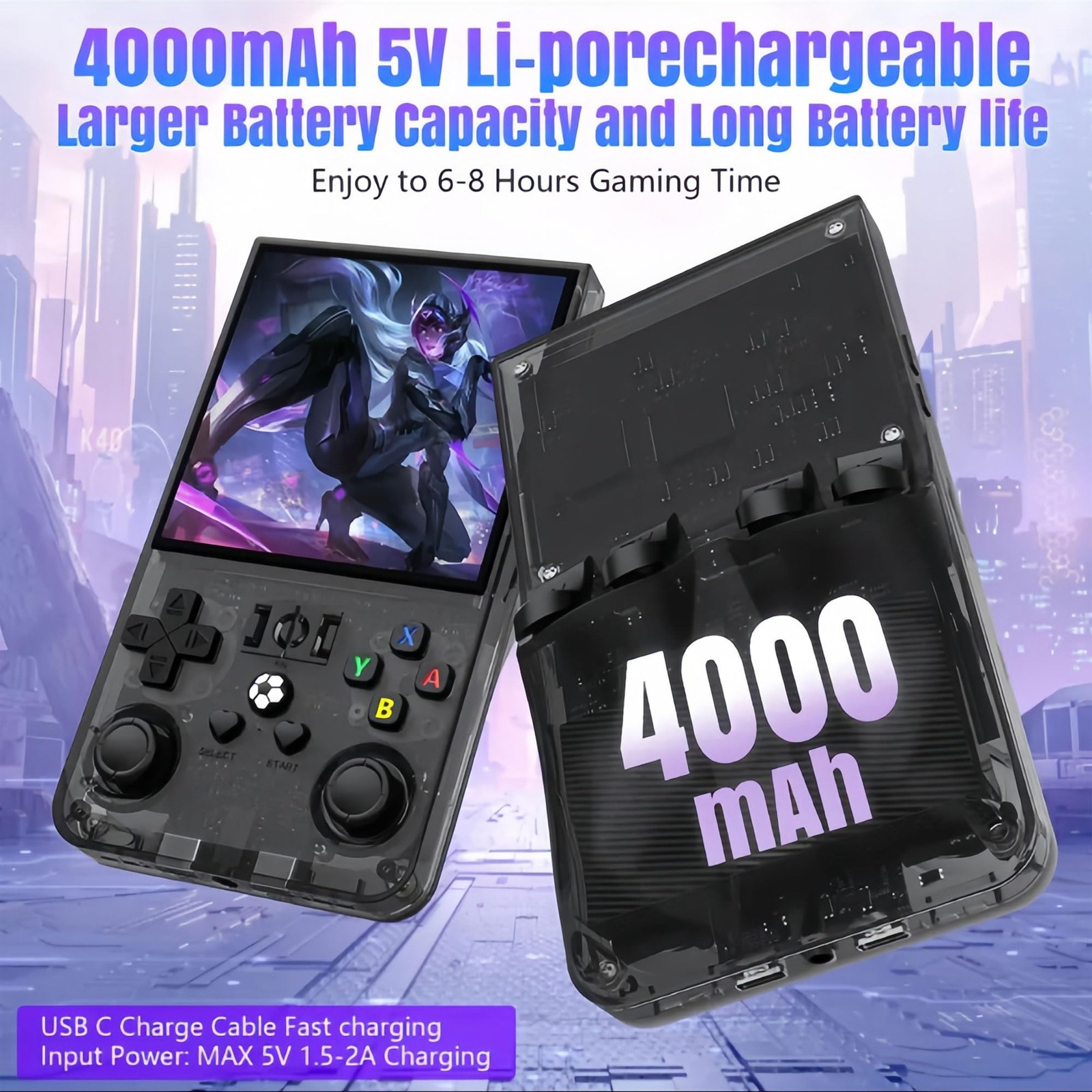 MYCHA R36MAX Retro Handheld Game Console Gift Set, 4.0″ IPS Linux Black