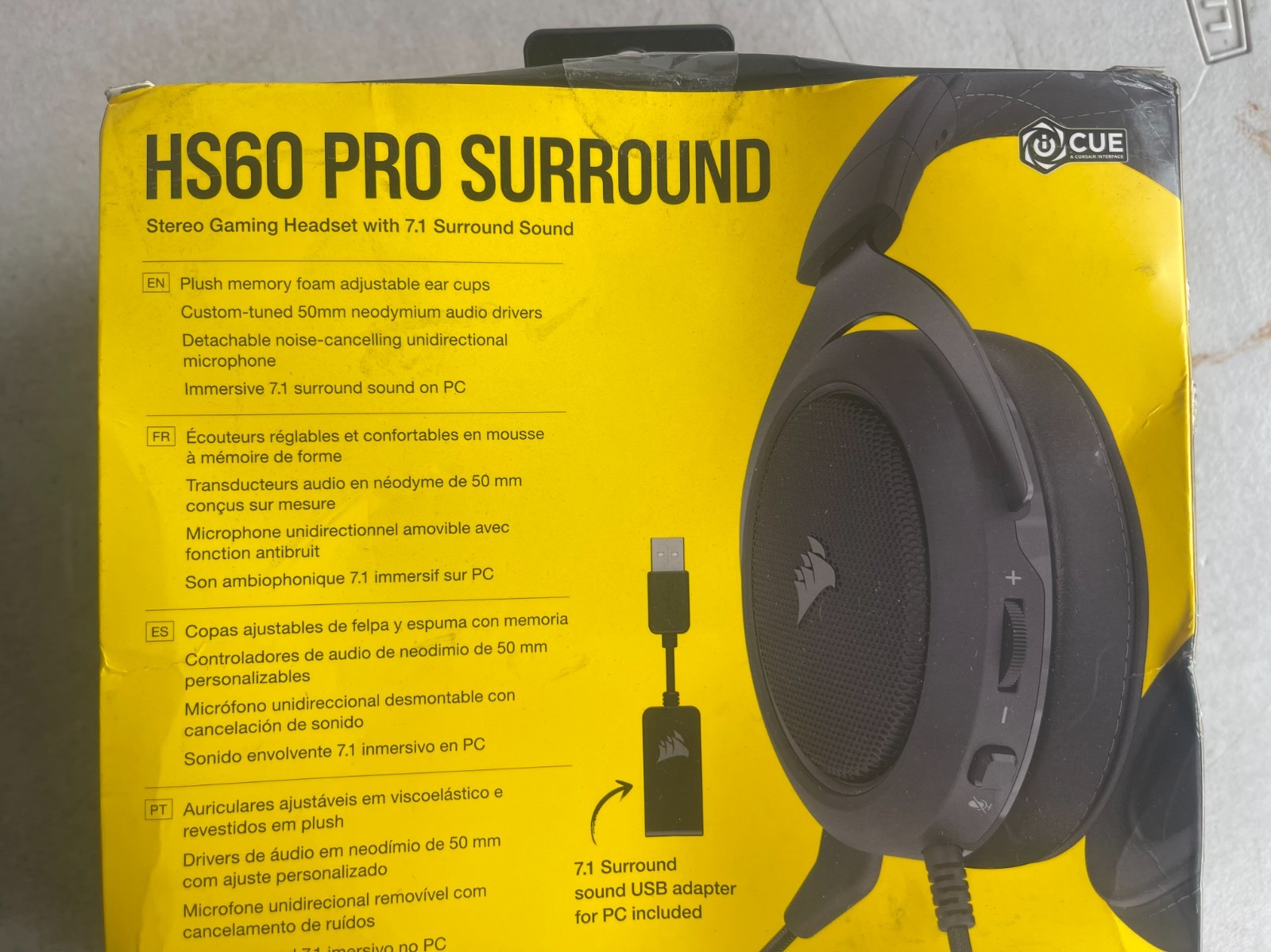 Corsair HS60 Pro Surround Stereo Gaming Headset 7.1 Black CA-9011213-NA New