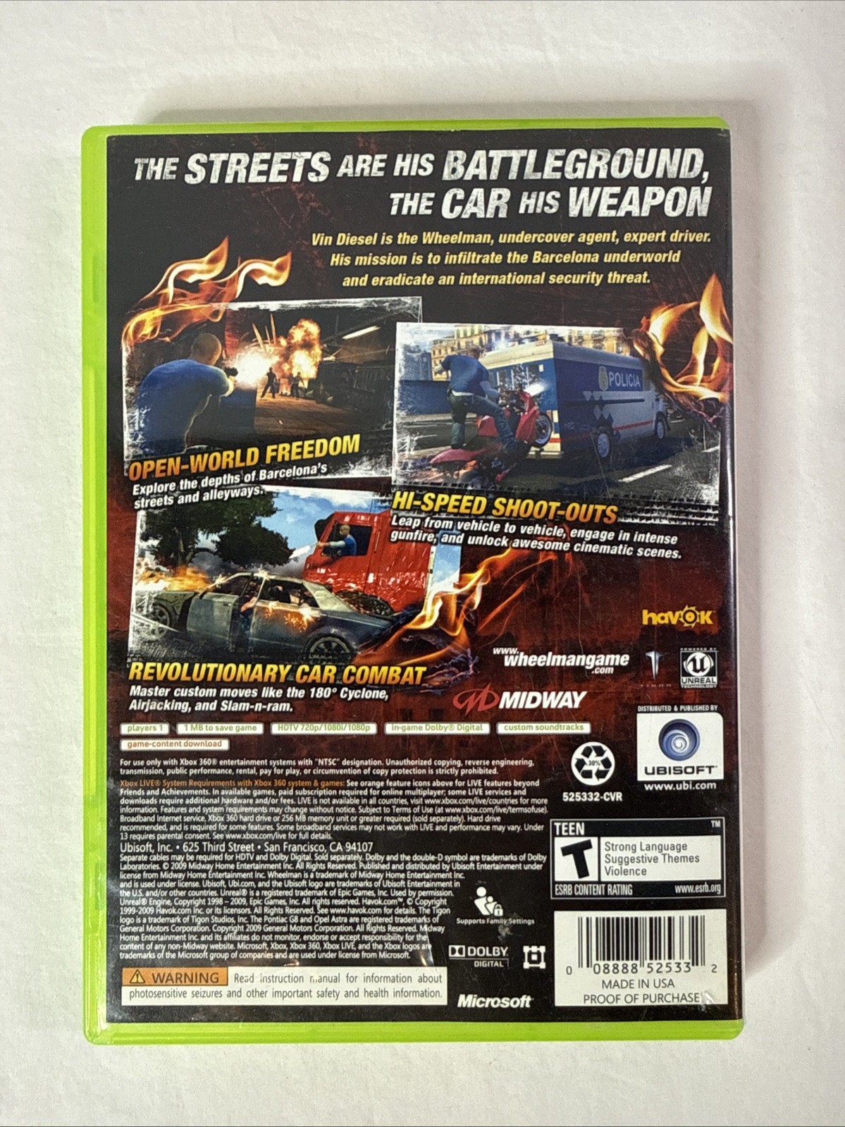 Wheelman Vin Diesel Game (Microsoft Xbox 360, 2009) Manual Tested Works