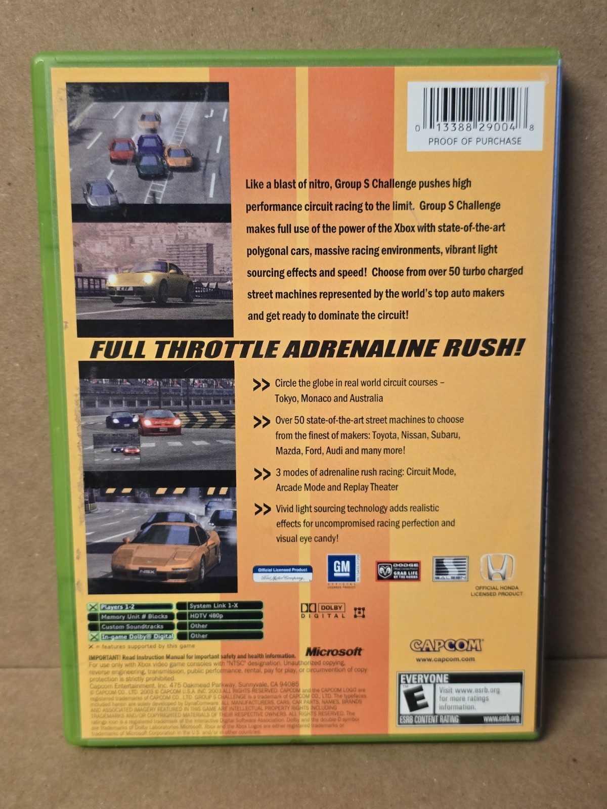 Capcom Group S Challenge Xbox Racing Game Custom Soundtracks Dolby Digital 2003