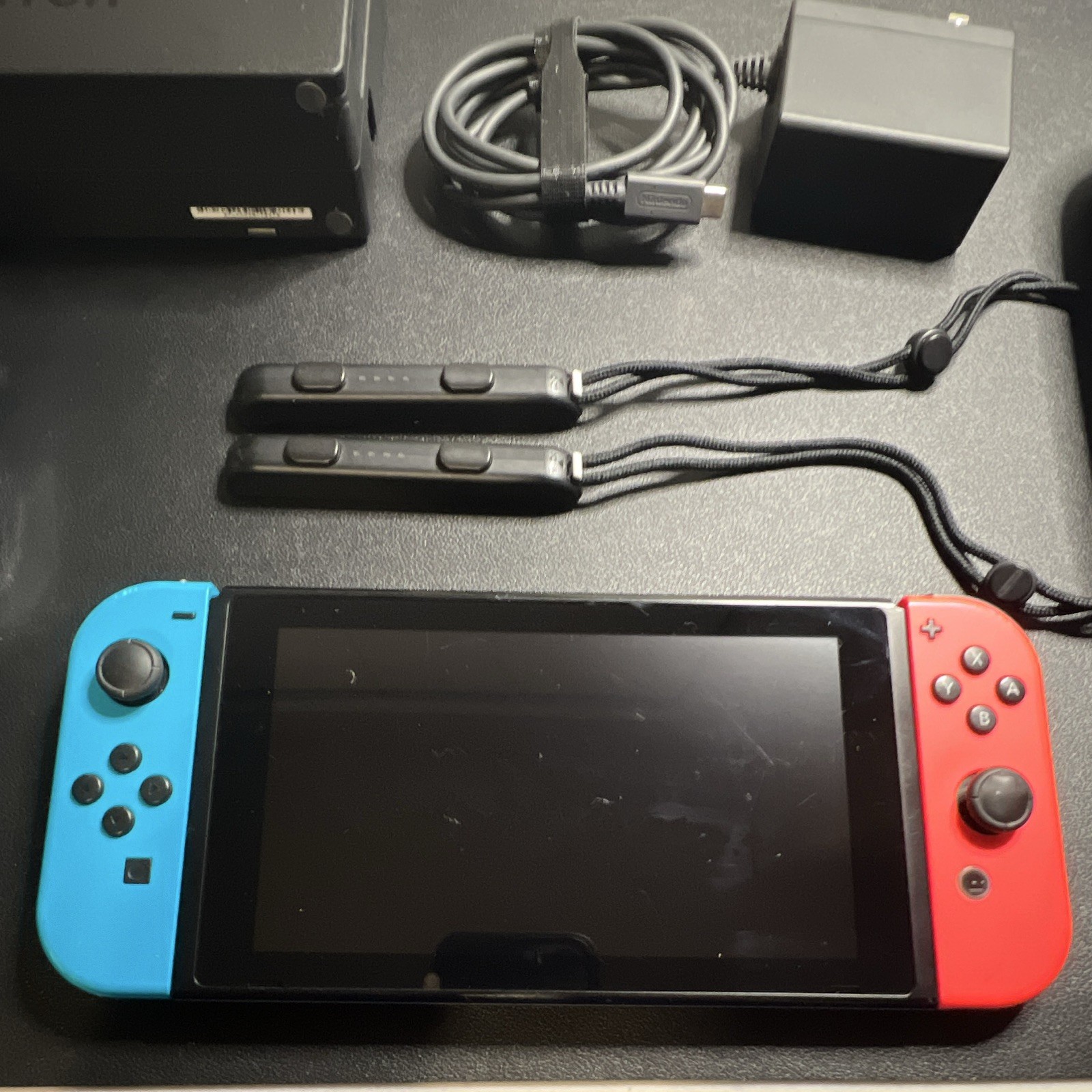 Nintendo Switch HAC-001(-01) Console Red/Blue Joy-Con Dock AC Adapter Case