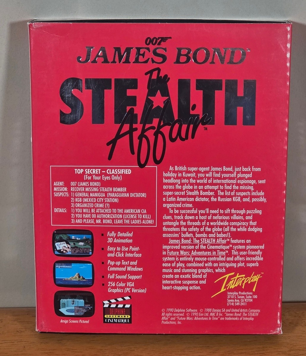 James Bond Stealth Affair Interplay Commodore Amiga Big Box Game Complete CIB