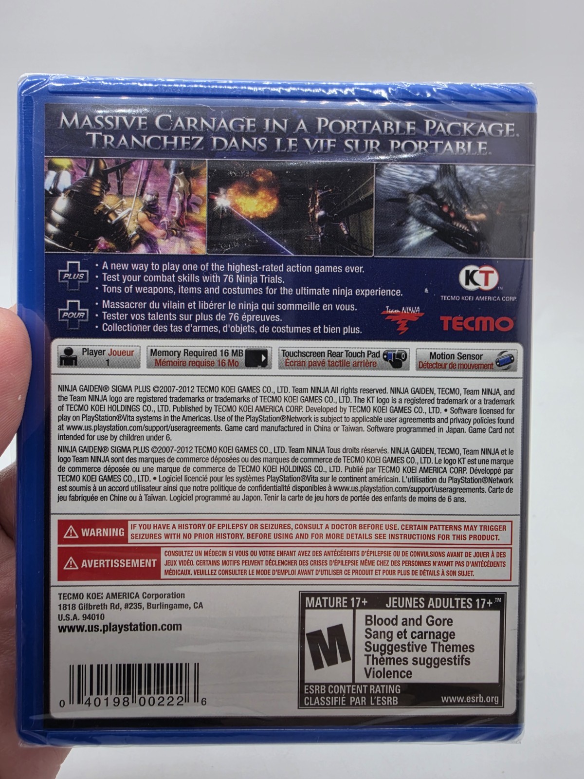 Ninja Gaiden Sigma Plus ForSony PS Vita)- Brand New Factory Sealed Mint