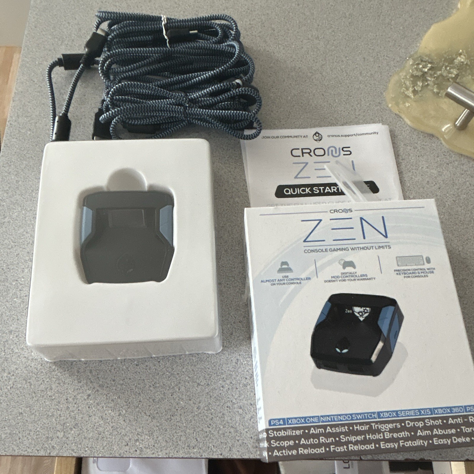 Cronus Zen Multi-Platform Controller Adapter, Black/Blue, USB Cable