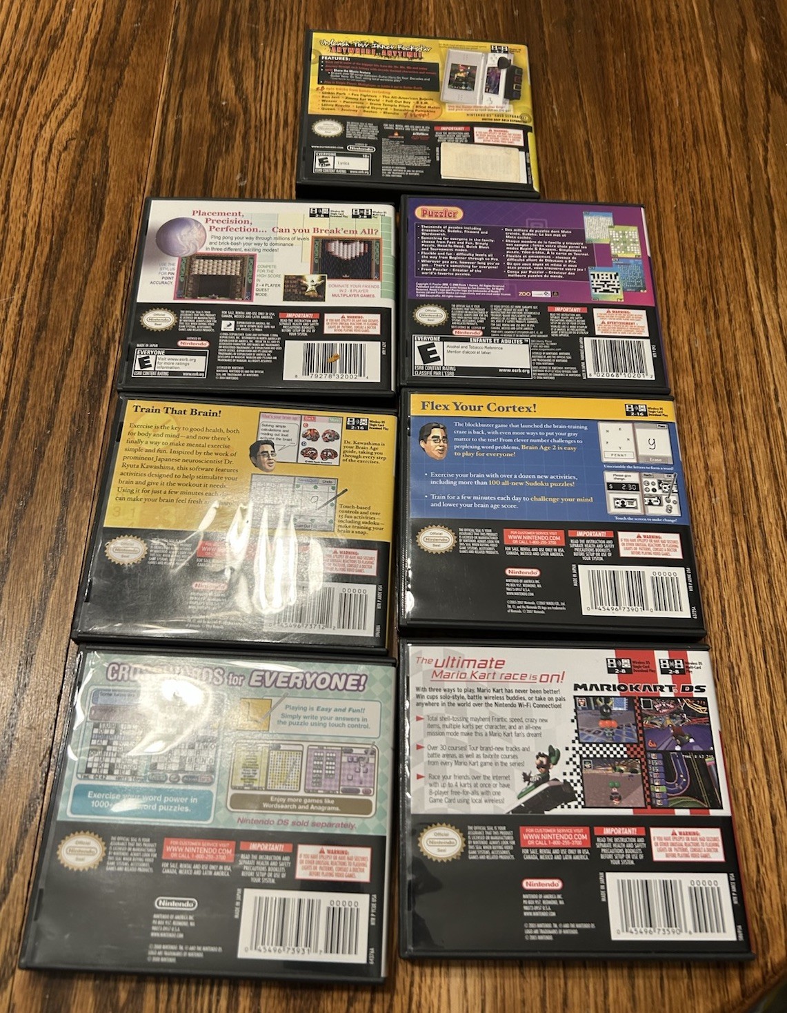 Nintendo DS Lot Brain Age Mario Kart Crosswords Puzzler Game Lot