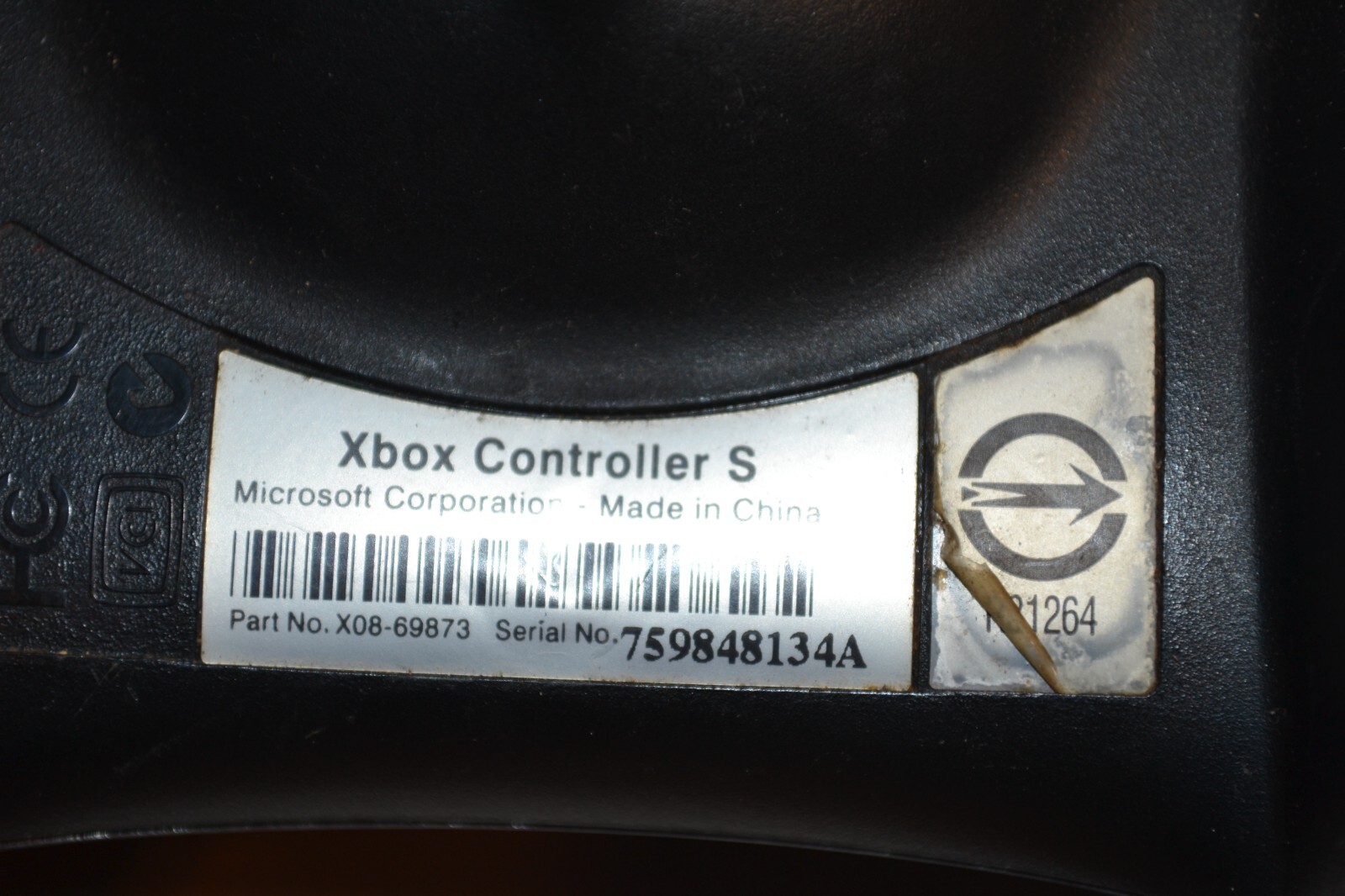 OEM XBOX Black Controller S with Cable Part Number: X08-69873