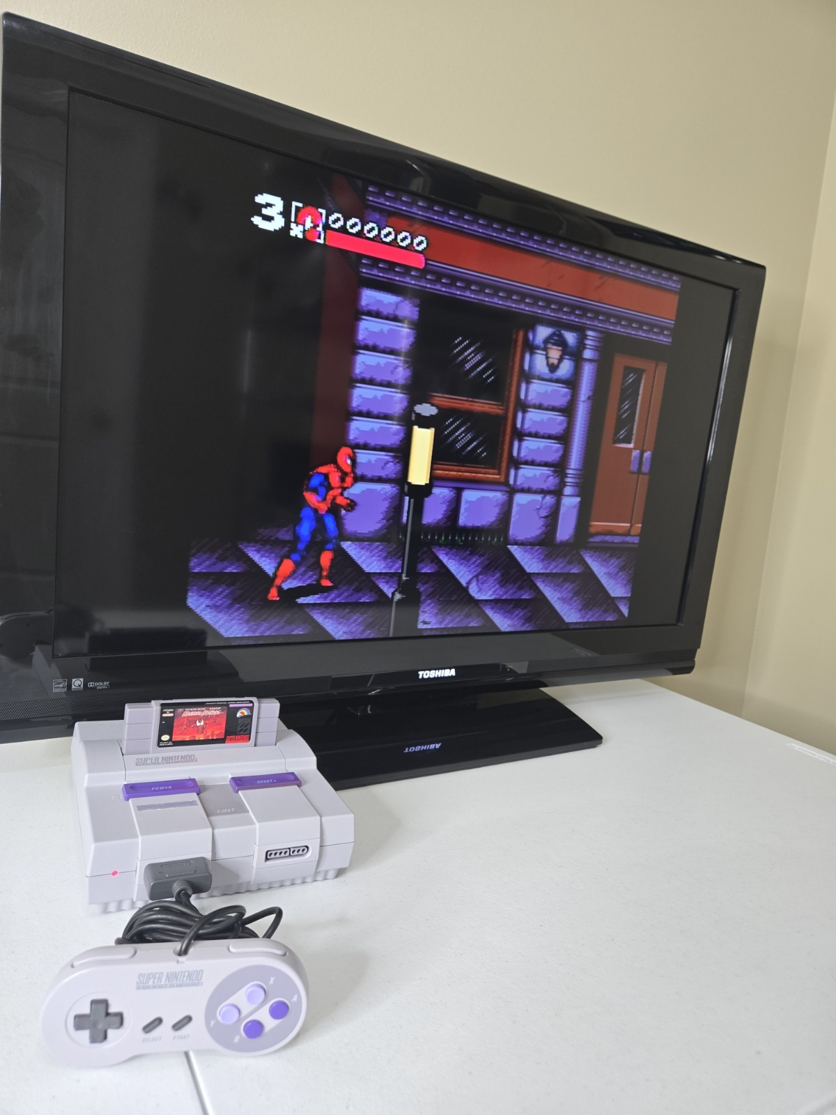 Spider-Man Venom Maximum Carnage SNES Rare Gray Variant Authentic Pristine
