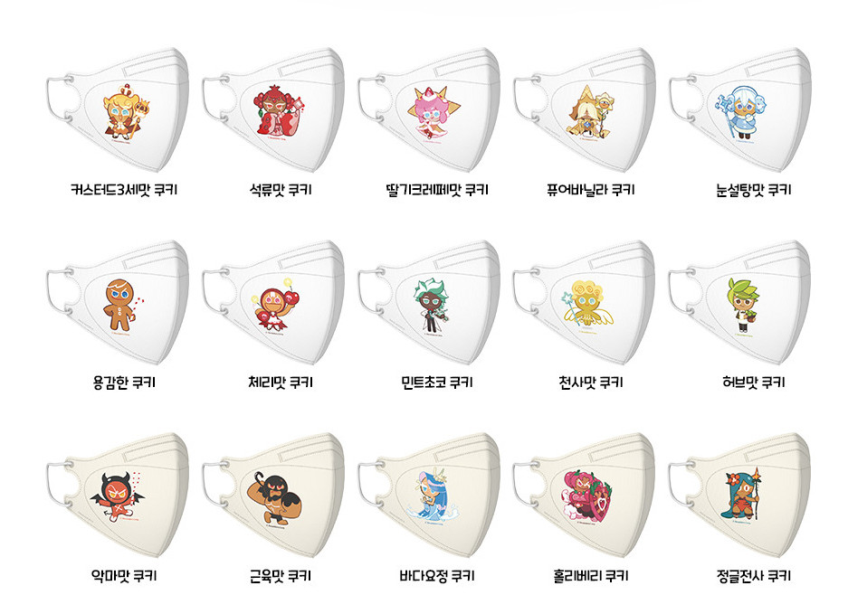 Cookie Run Kingdom Disposable Face Mask 30pcs 30 Designs Earloop Non Medical