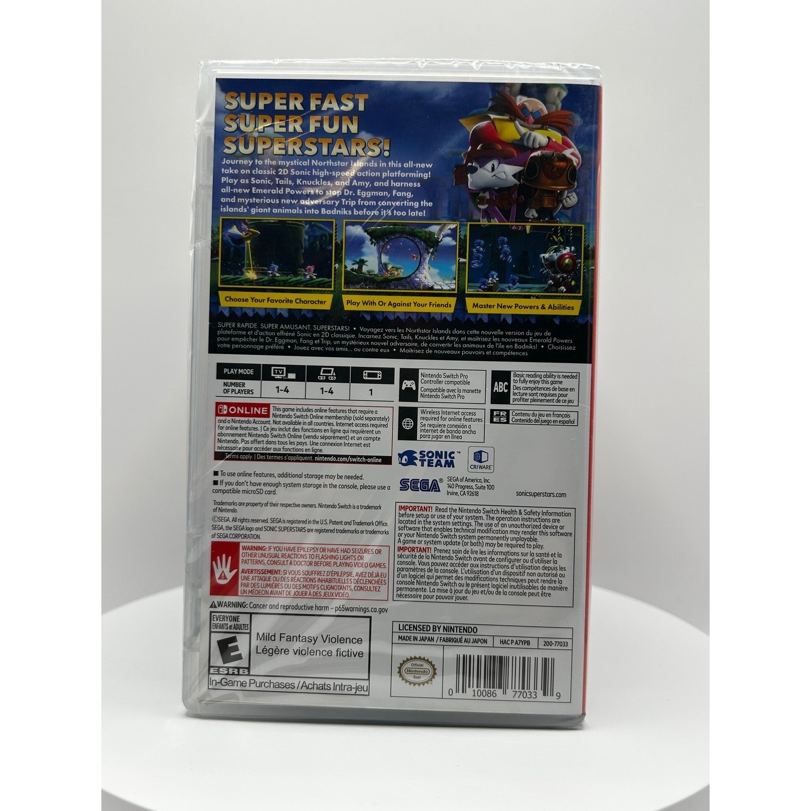 Sonic Superstars Nintendo Switch Game SEGA New Sealed 2D Platformer 3D graphics