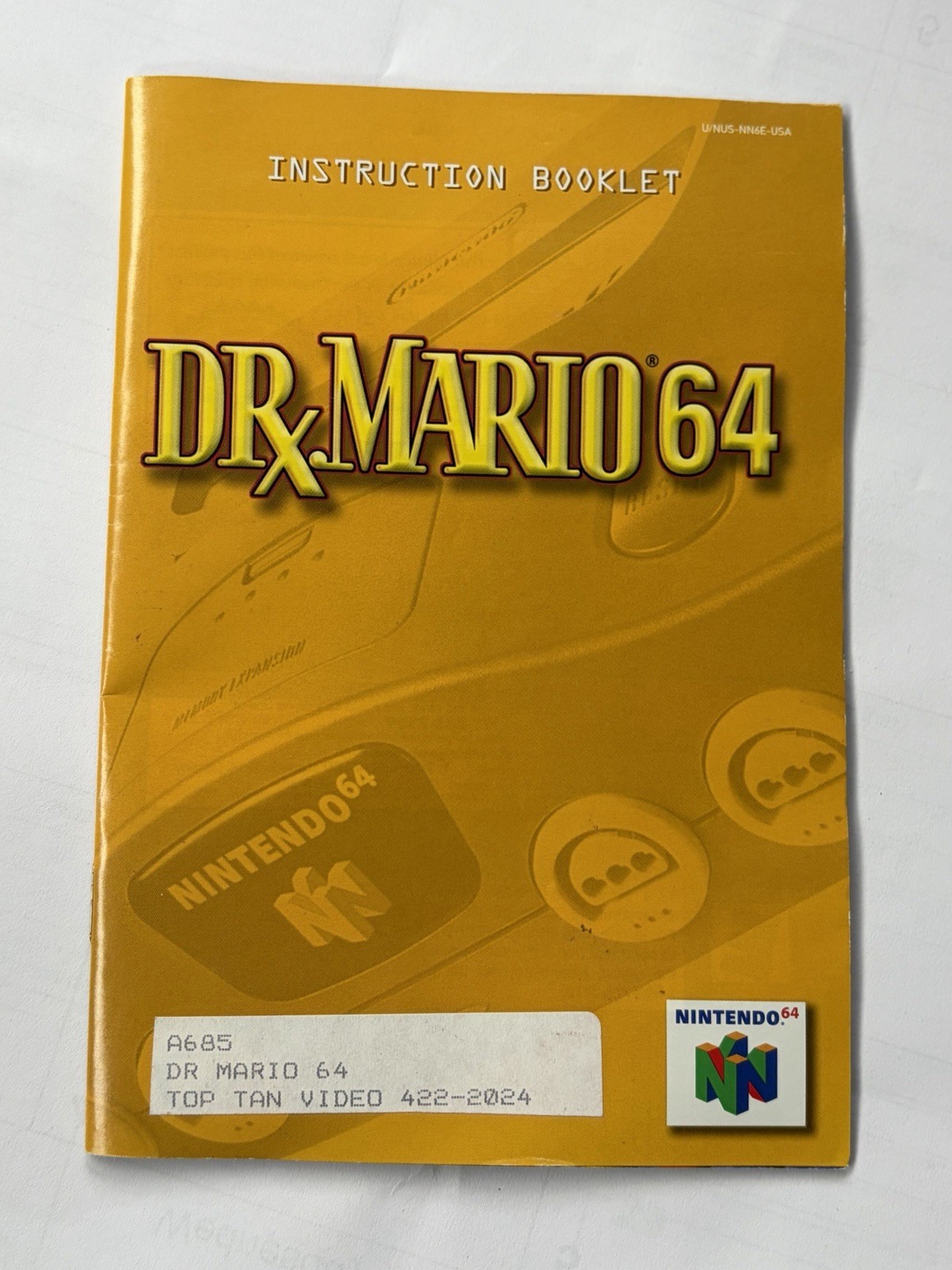 Dr Mario N64 Nintendo 64 Instruction Manual w/ Rental Sticker Authentic ONLY!