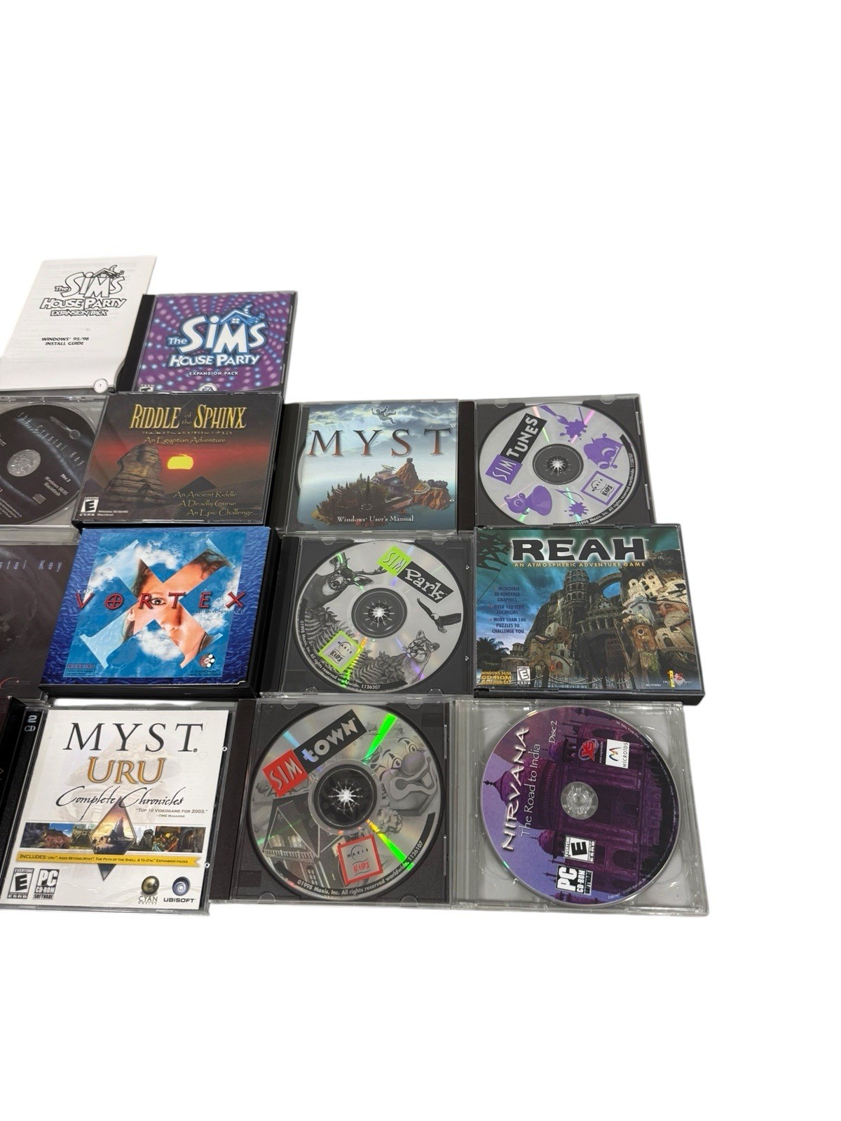 Huge Lot Of 18 Y2K Early 2000’s PC Computer Games MYST Sims Reah Vortex Exile