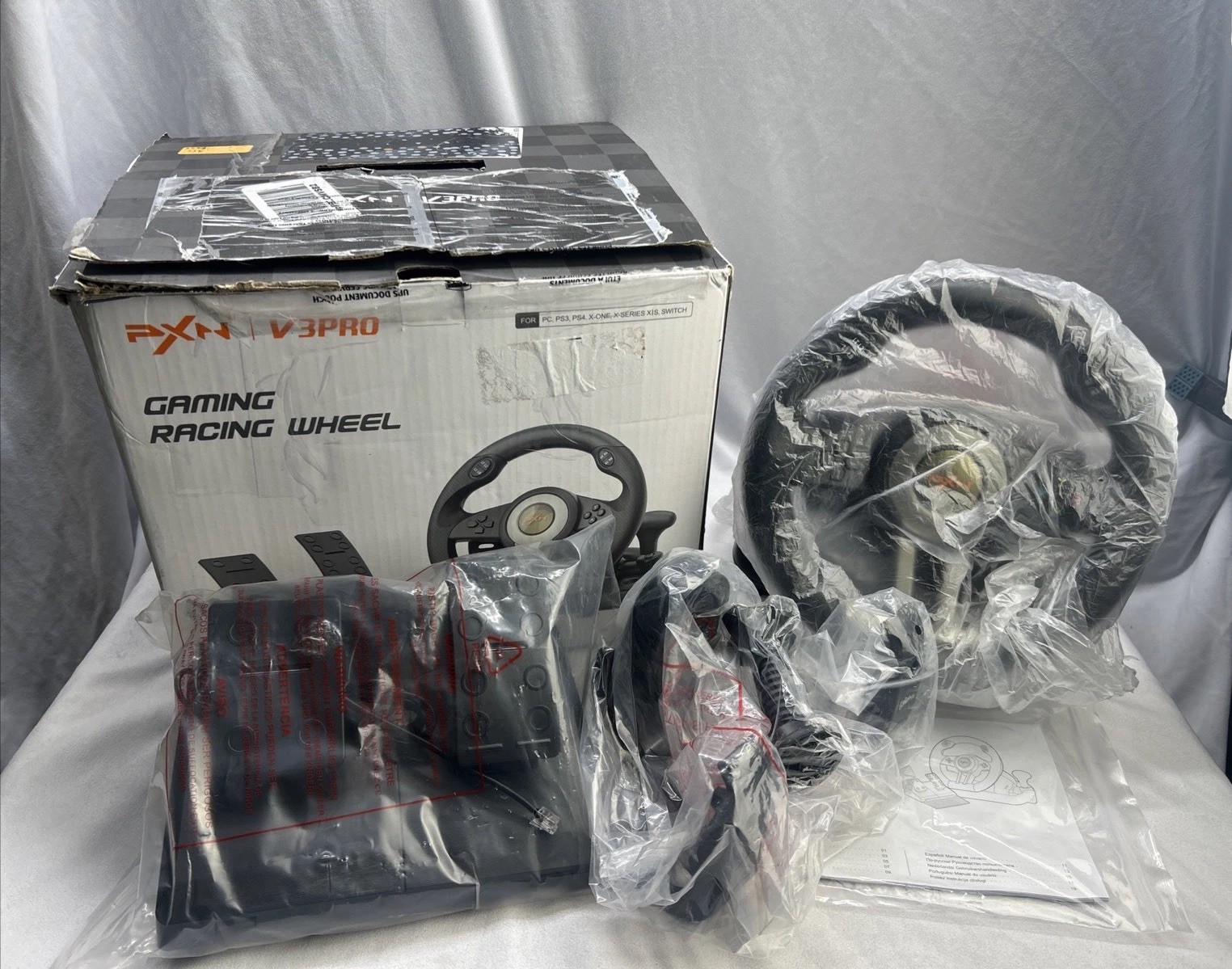 PXN V3 Pro Gaming Racing Steering Wheel 180° w Pedals for Xbox PC PS3