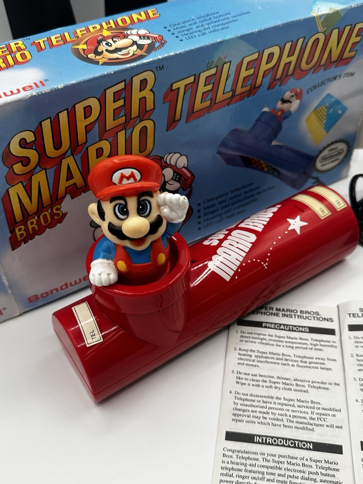 Super Mario Bros. Vintage 1990 Telephone Nintendo Blue Touch Working Condition