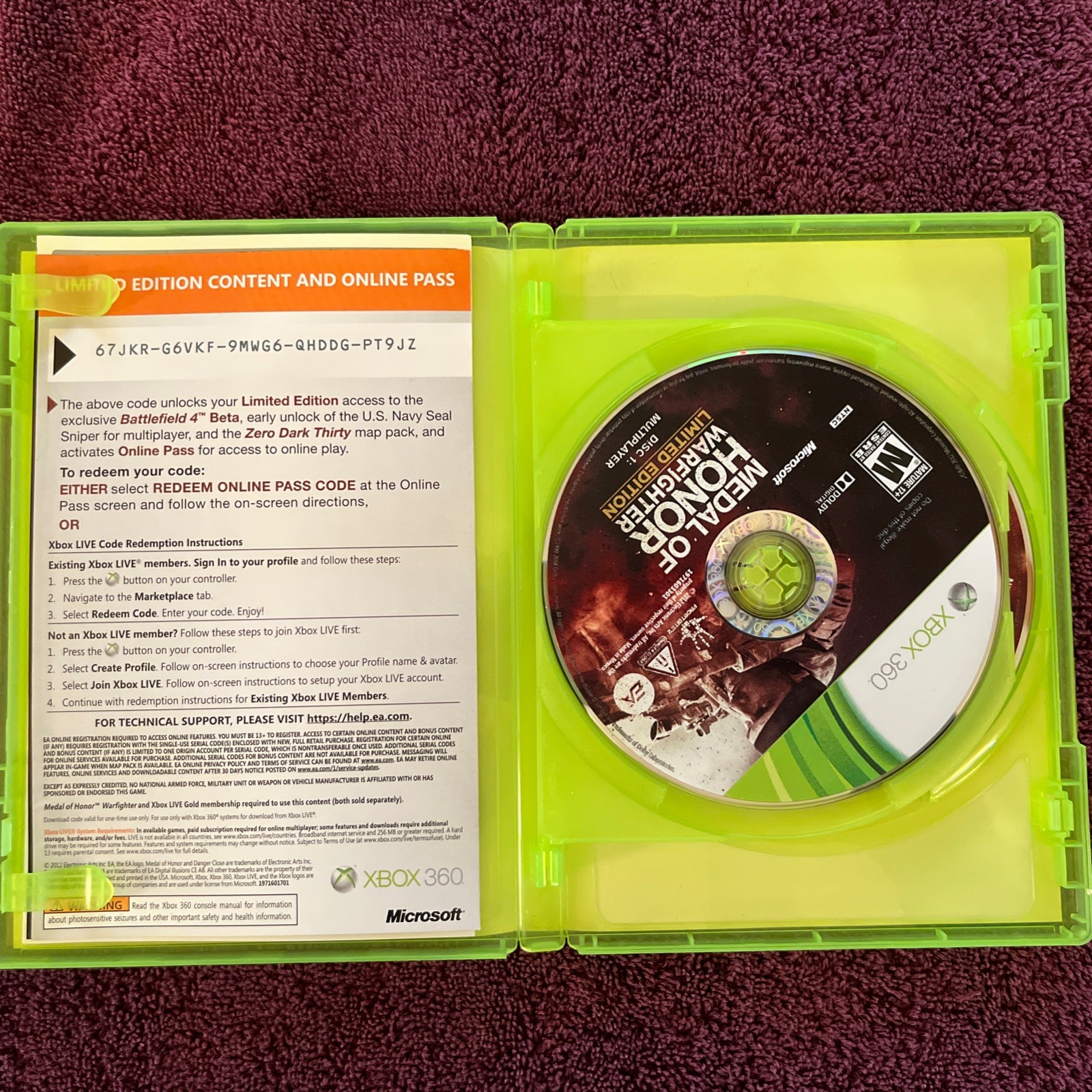 Medal of Honor: Warfighter Limited Edition (Xbox 360, 2012) – CIB, Tested Manual