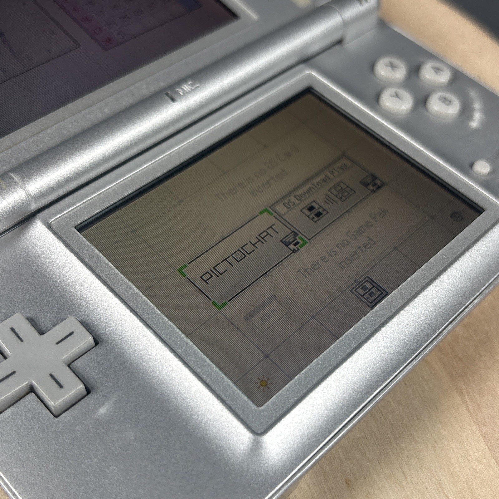 Nintendo DS Lite Silver Console USG-001 w/ Charger & Game – Working, with Defect