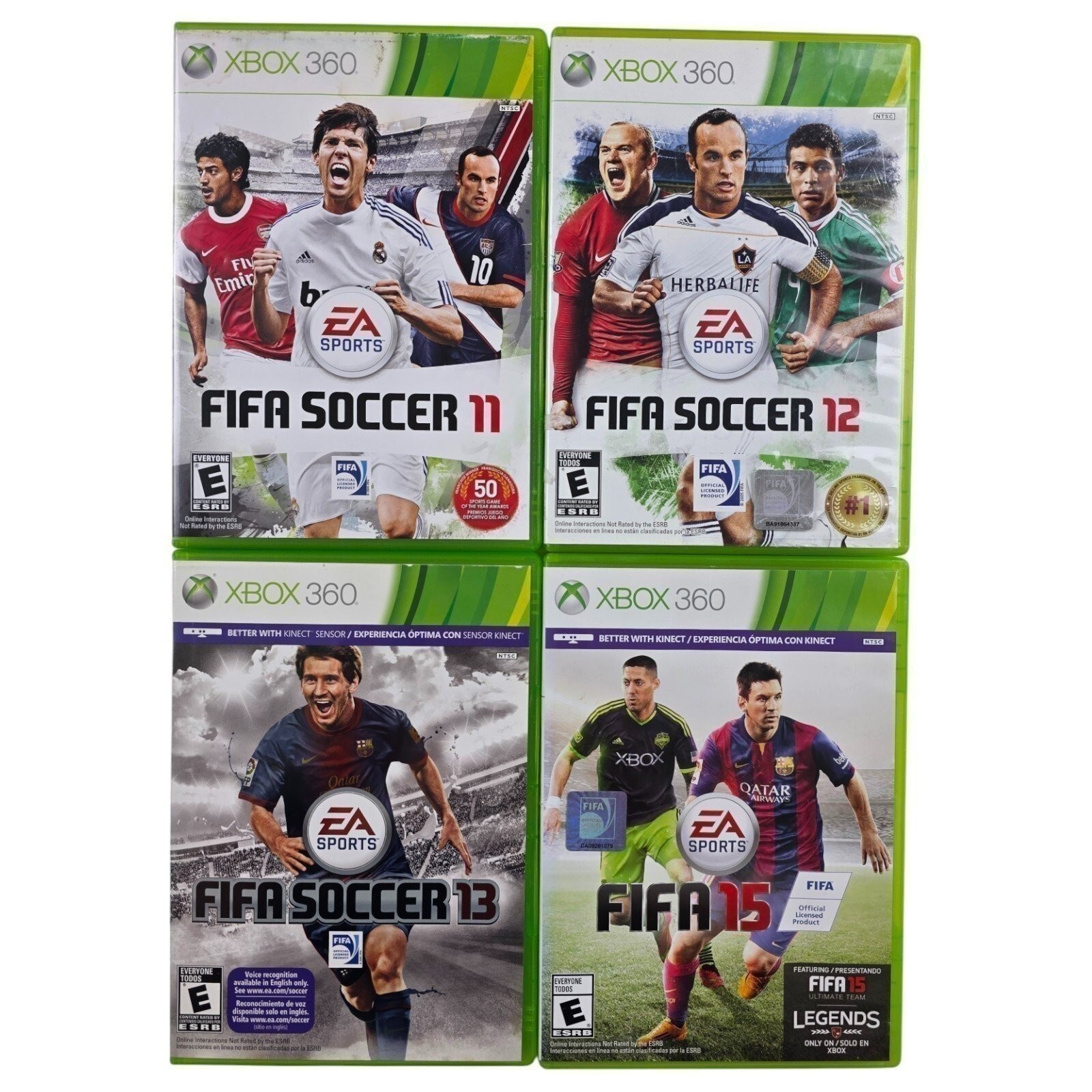FIFA Soccer 11, 12, 13 & 15 Xbox 360 EA Sports Football Simulation Game Lot of 4