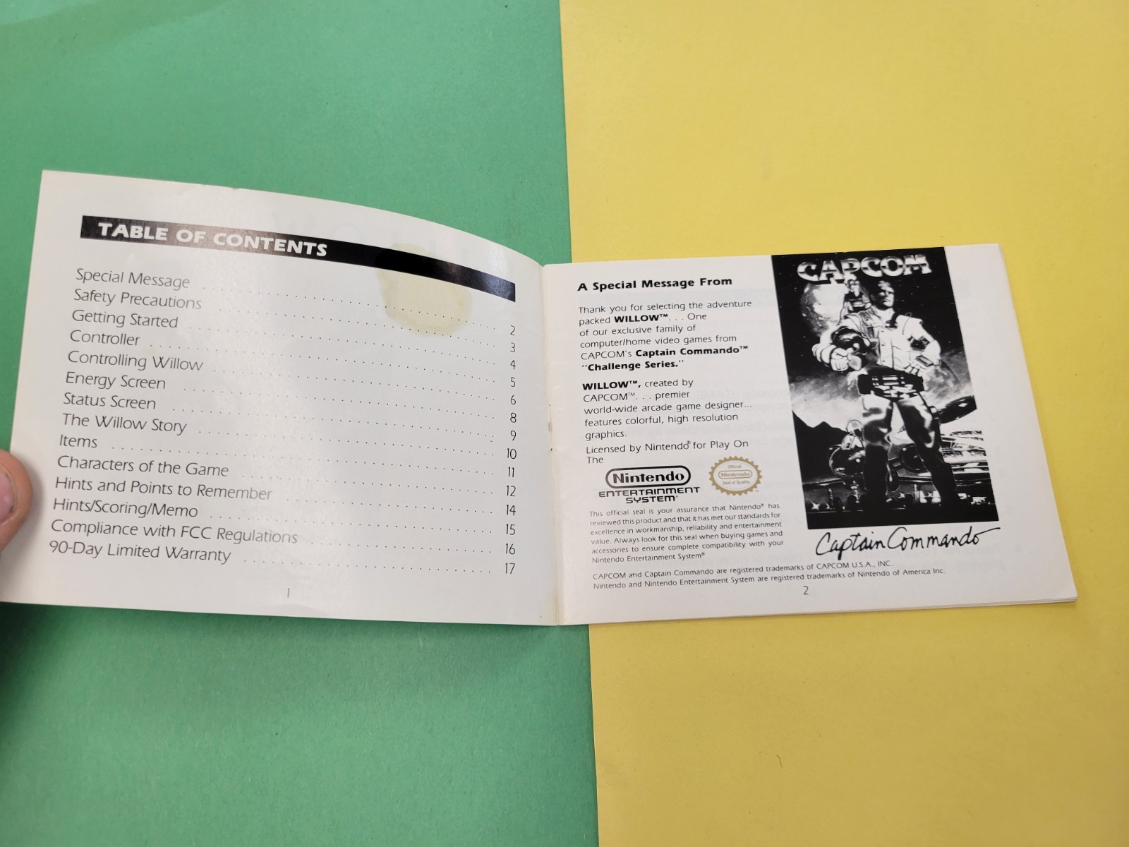 Authentic Nintendo NES Instruction Manual Only Willow Book