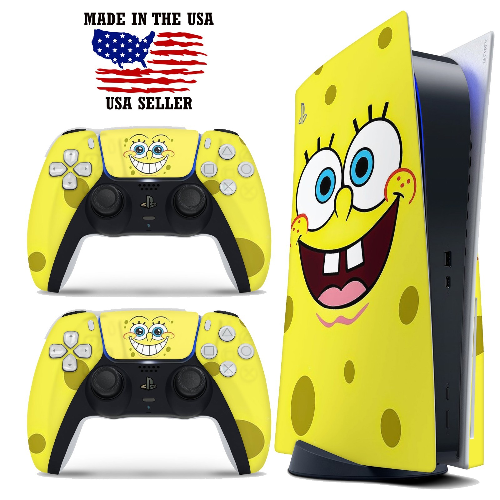 PS5 Disc Version Console & Controller Vinyl Skin Decal Wrap – Spongebob