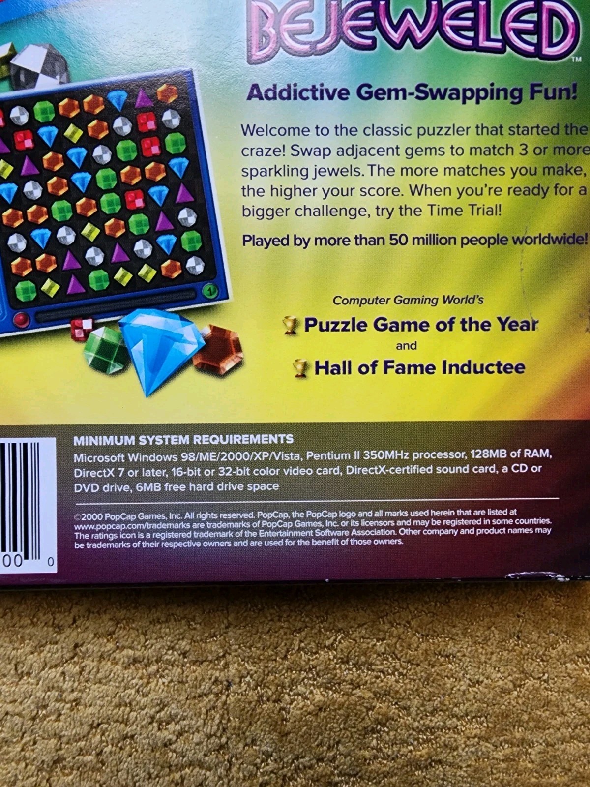 Bejeweled (PC CD-ROM, 2001) Jewel Case