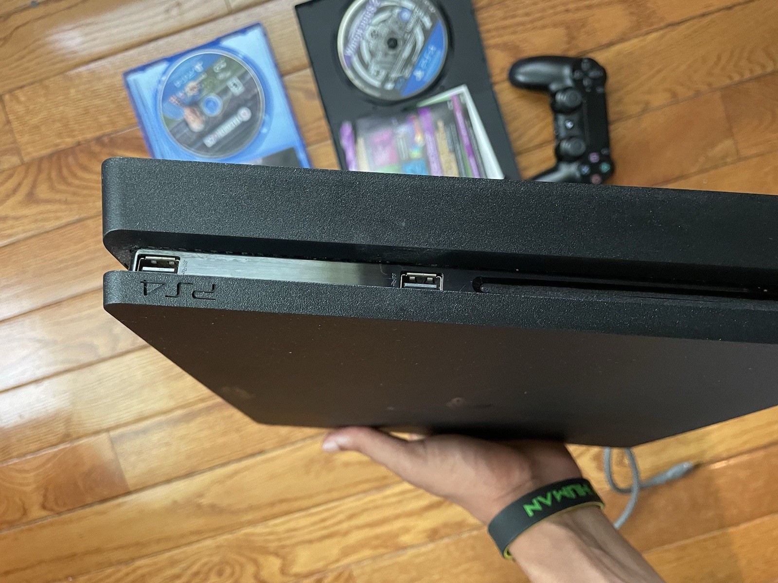 Sony PlayStation 4 Slim 500GB Black Console with Original Controllers and Games