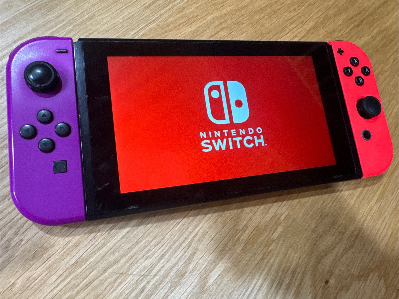 Nintendo Switch Console V2–Neon Purple & Neon Red Joy-Cons–Tested–Dock & Charger