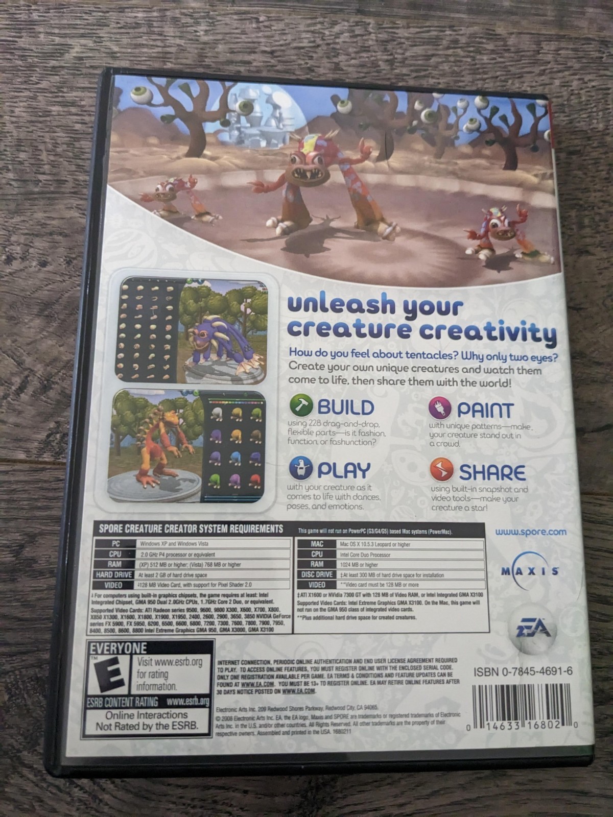 SPORE CREATURE CREATOR with MANUAL PC Windows/Mac CD-Rom Software 2008 Clean w c