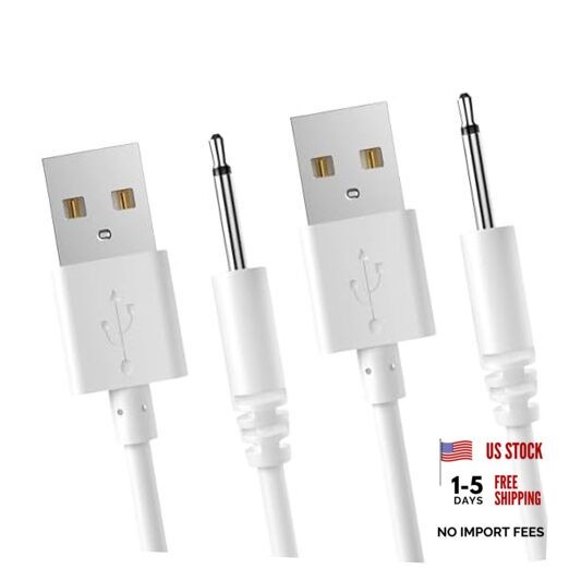 (2 Pack) DC 2.5mm Fast Charger 2.7Ft Replacement USB Charging Cable