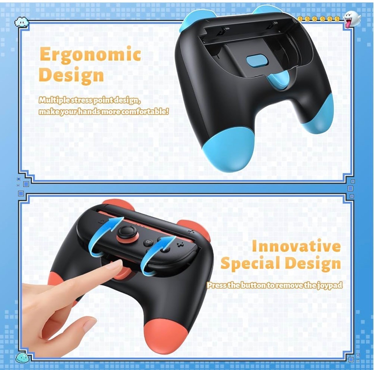 Set of 2 Steering Wheel for Nintendo Switch 2 Mario Kart 8 Deluxe Drive Grip