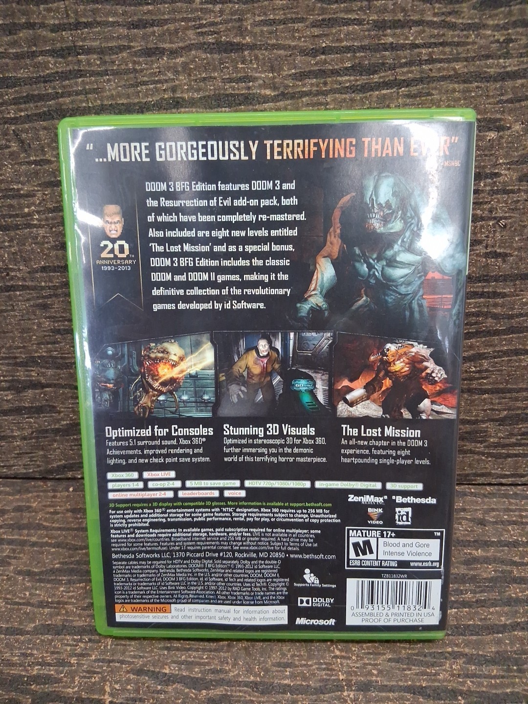 Doom 3 BFG Edition Microsoft Xbox 360 CIB Complete with Manual Tested