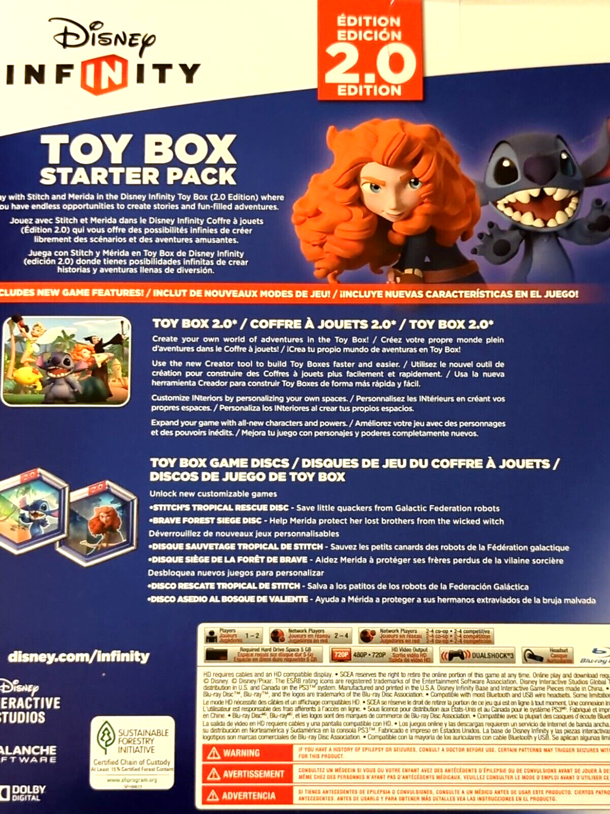 Disney INFINITY PS3-Toy Box Starter Pack (2.0 Edition) Brand NEW Merida Stitch