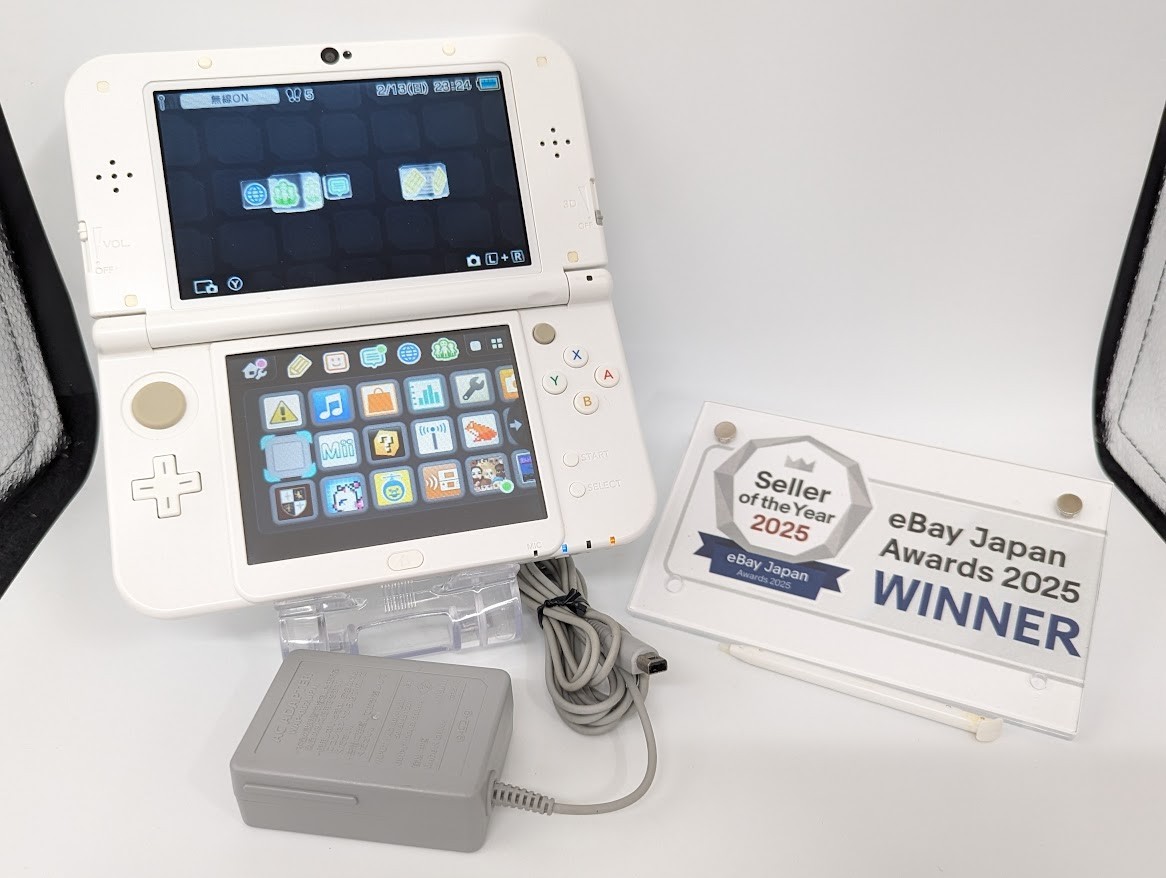 B80 Nintendo new 3DS LL XL console Pearl White w/adapter pen fx