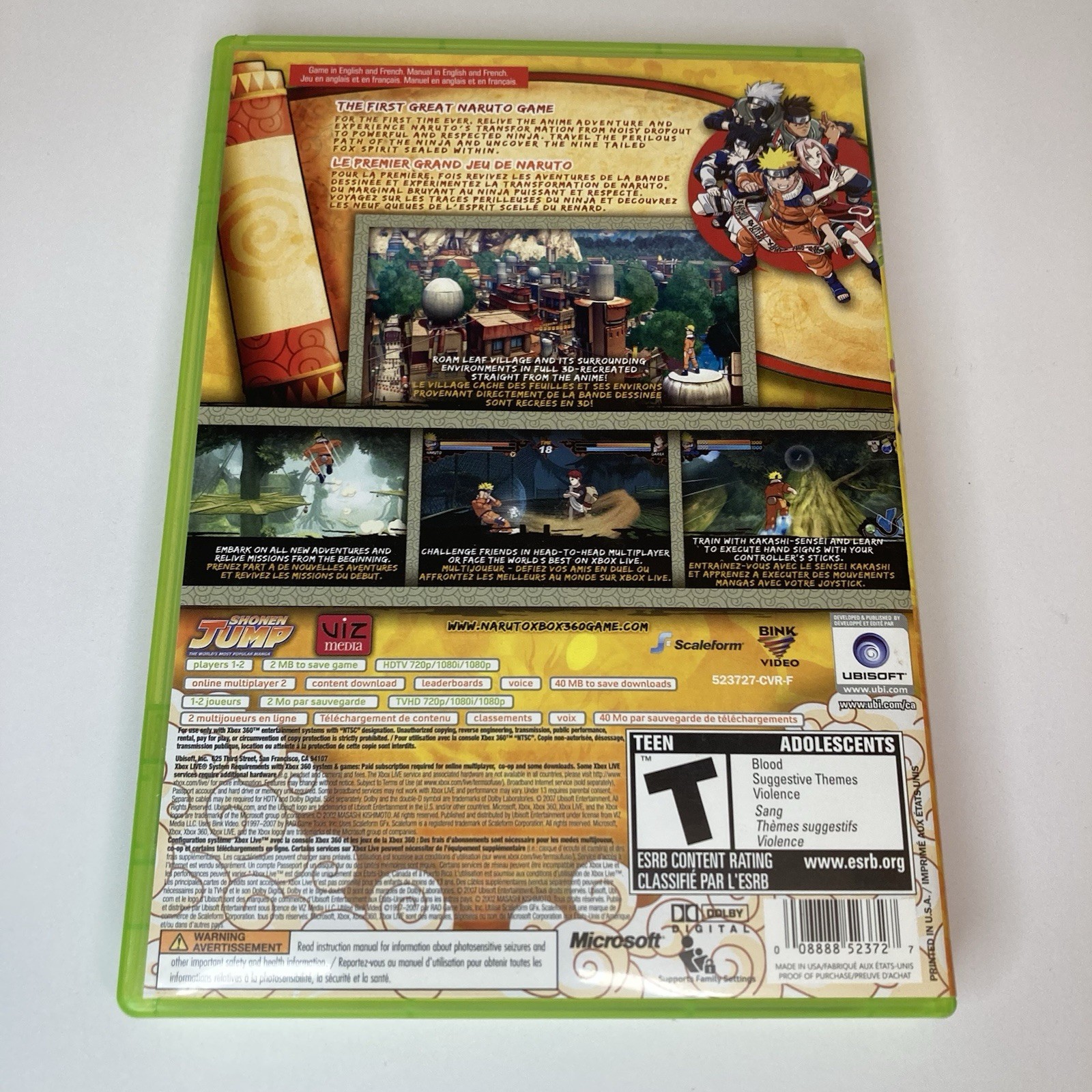 Naruto Rise of a Ninja Xbox 360 Game Complete CIB NTSC Microsoft Authentic