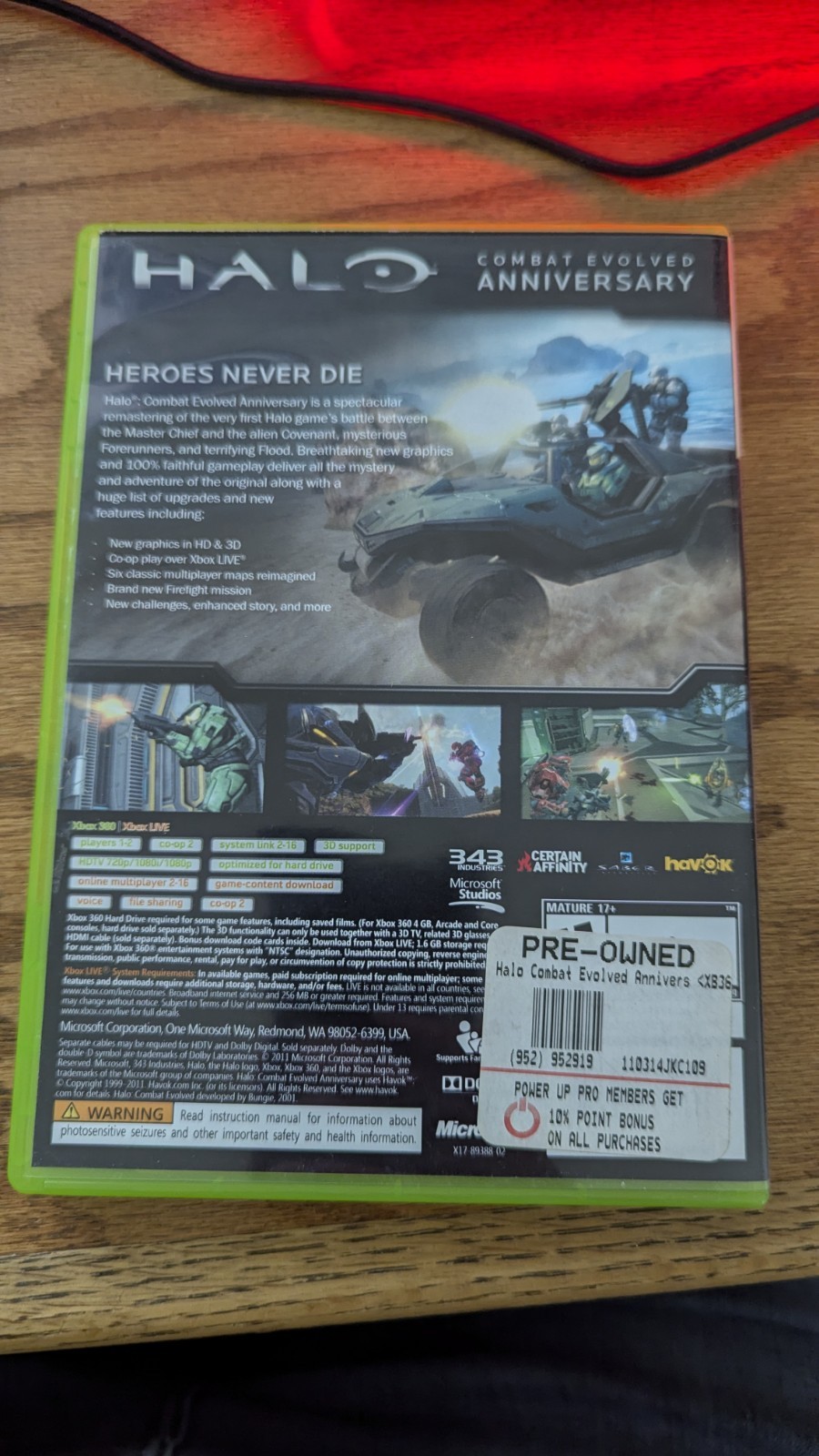 Xbox 360 Halo Combat Evolved Anniversary 343 Industries Mature Microsoft Studios