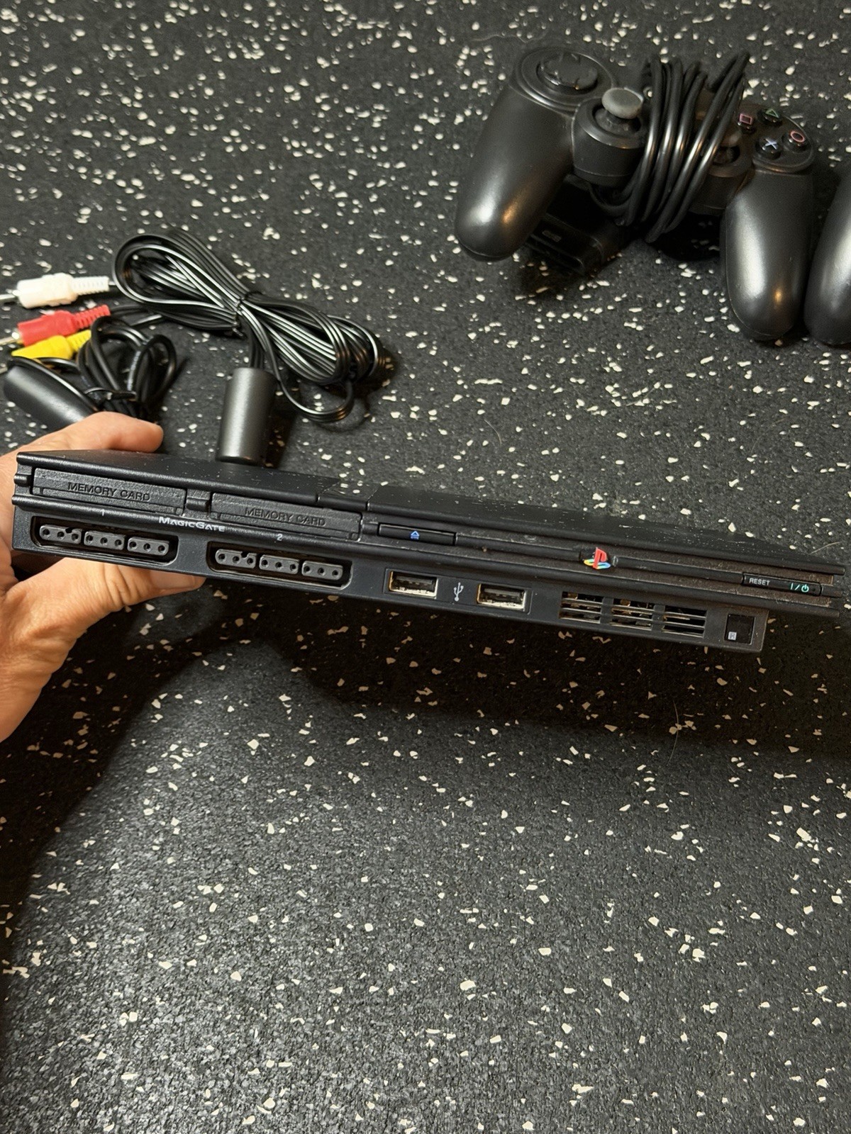 Sony PlayStation 2 PS2 Slim Black Console Bundle SCPH-75001 GameStop Controllers