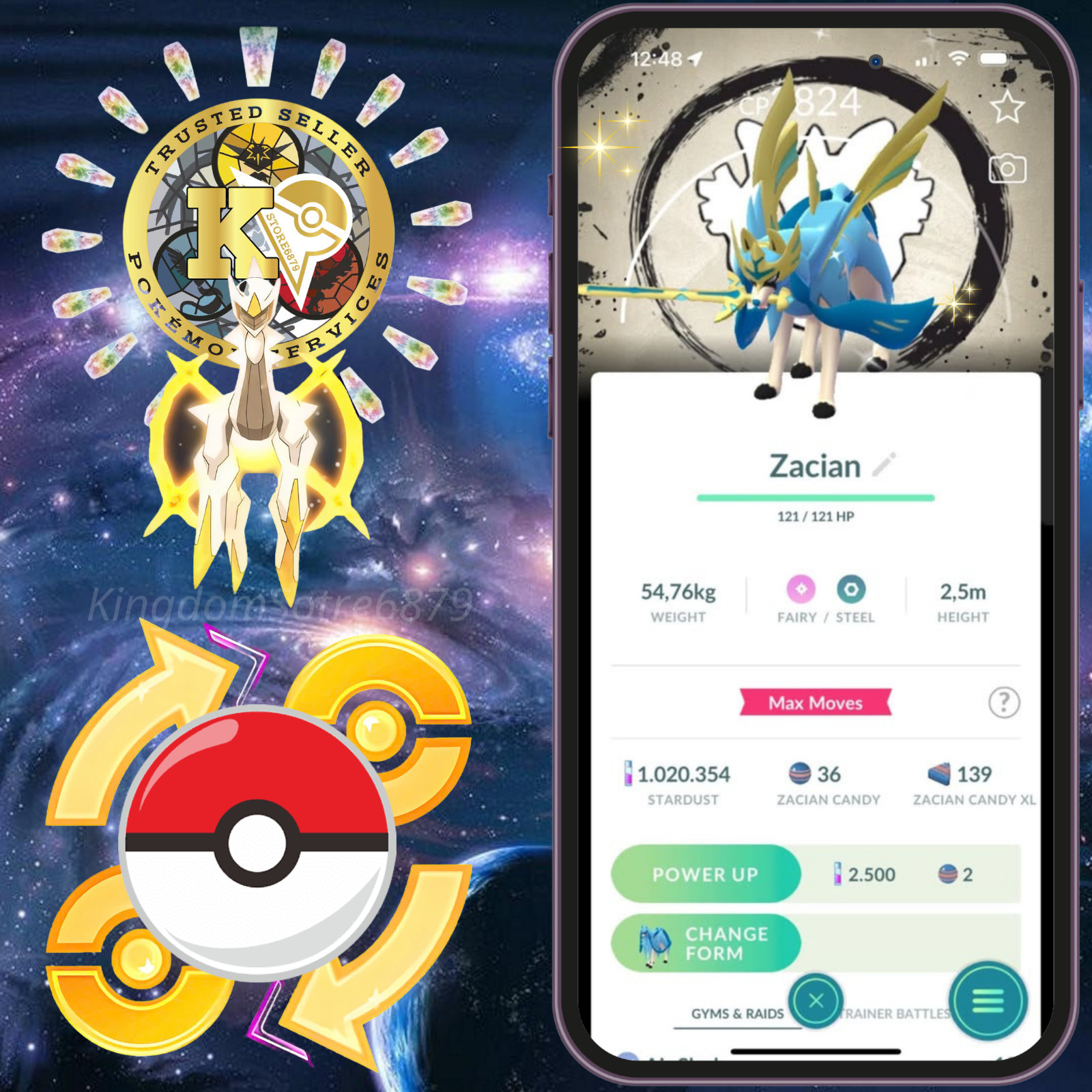 Pokémon —GO— Shiny Zacian Crowned — Background— GO Fest 2026—P.T.C—TRADE—Digital