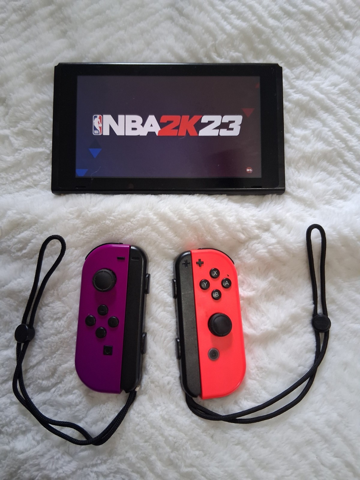 Nintendo Switch Console Bundle w/ Dock Charger Purple/Red Joy-Con + Five Games