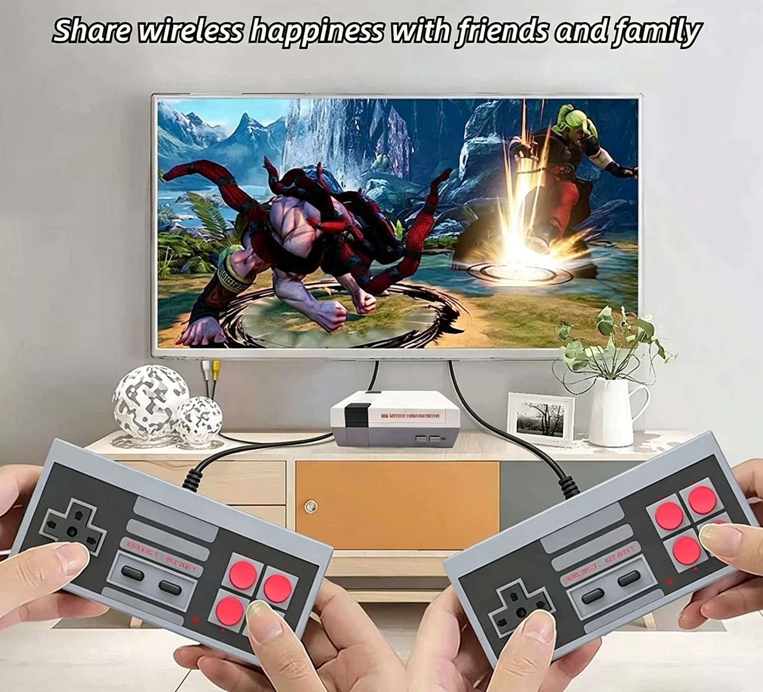 Retro 8-Bit Game Console AV Plug & Play 620 Built-In Games 2 Wired Controllers